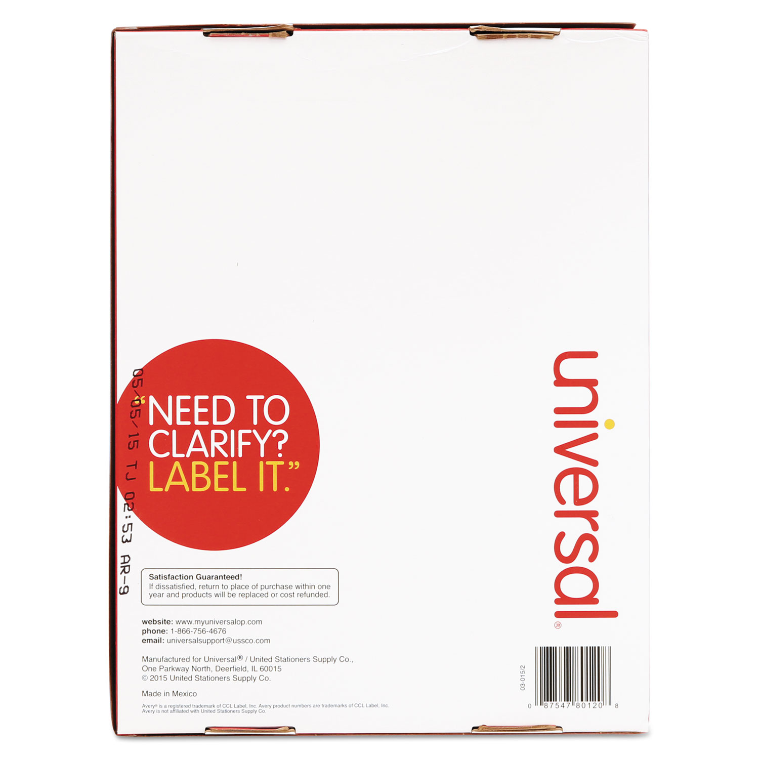 Laser Printer Permanent Labels By Universal UNV80120 OnTimeSupplies