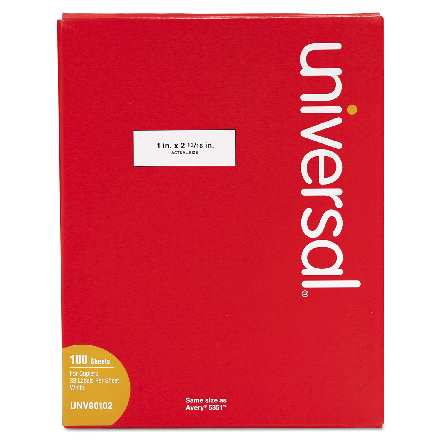  Universal UNV90102 Copier Mailing Labels, Copiers, 1 x 2.81, White, 33/Sheet, 100 Sheets/Box (UNV90102) 