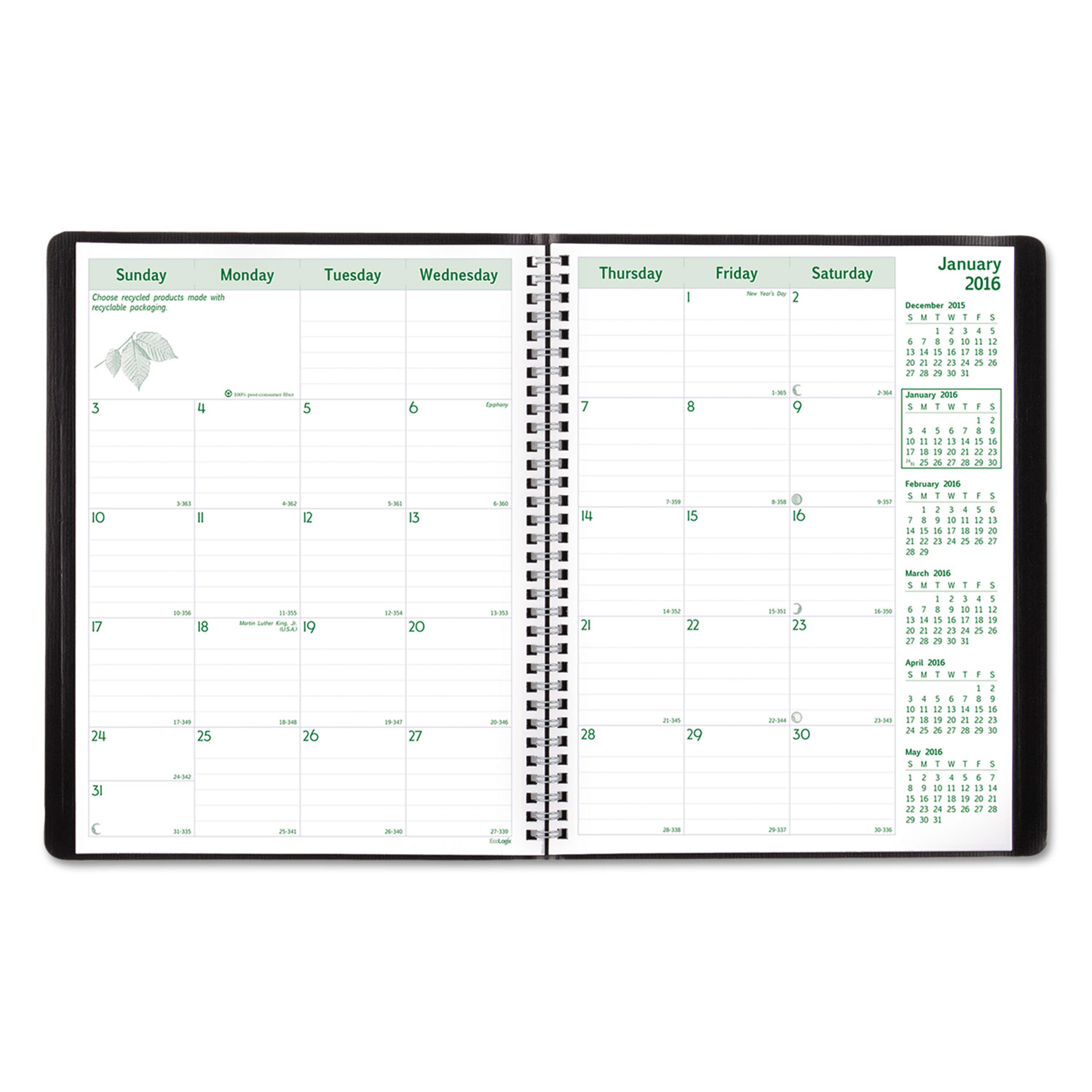 Essential Collection Weekly Appointment Book, 11 x 8 1/2, Black, 2018