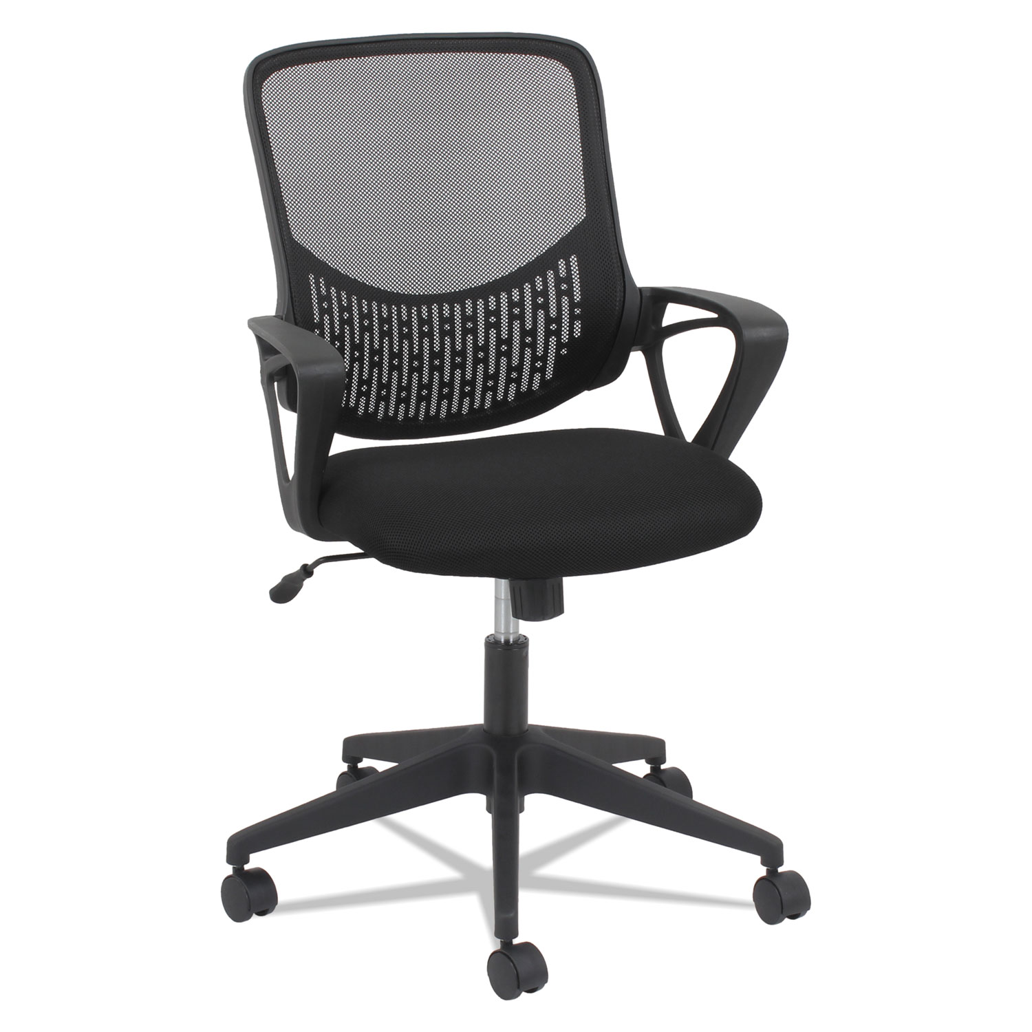 Modern Mesh Task Chair, Fixed Triangle Arms, Black