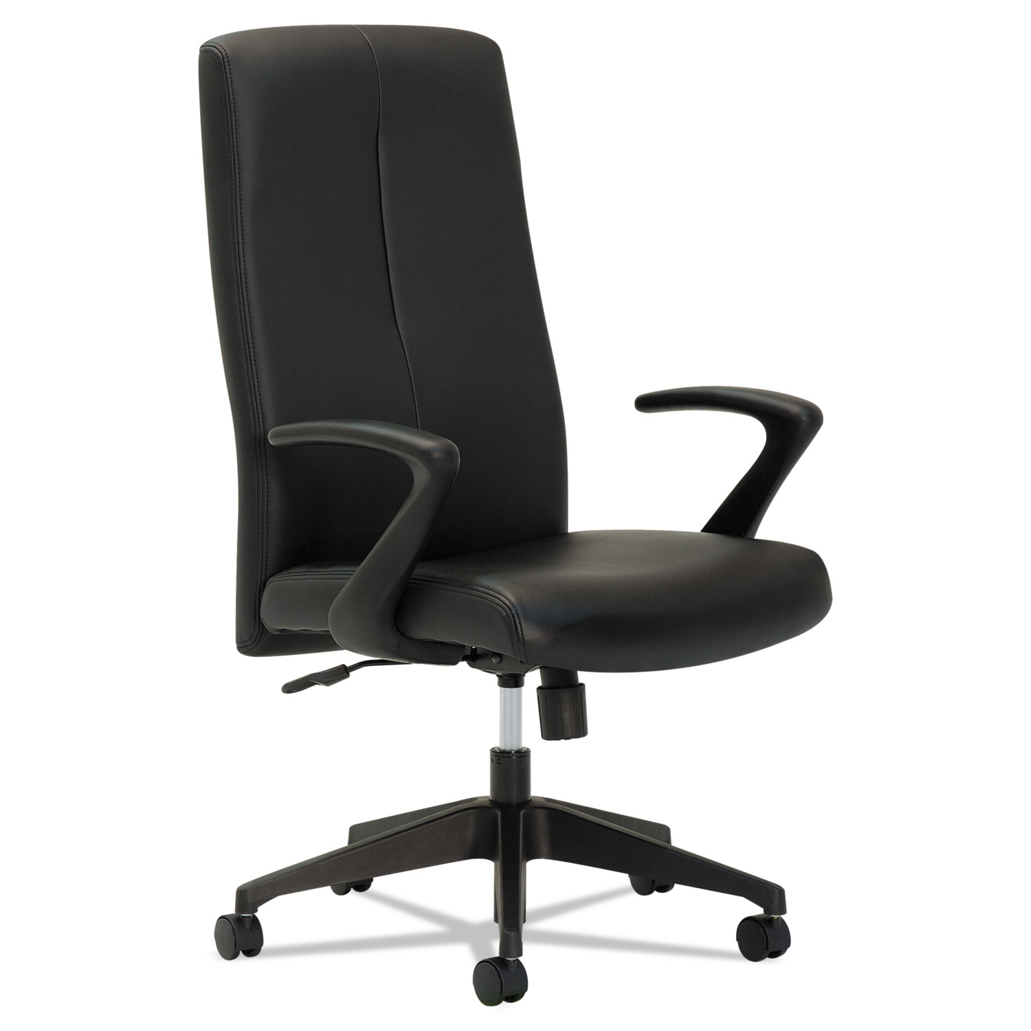 Executive High-Back Chair, Fixed Open Loop Arms, Black