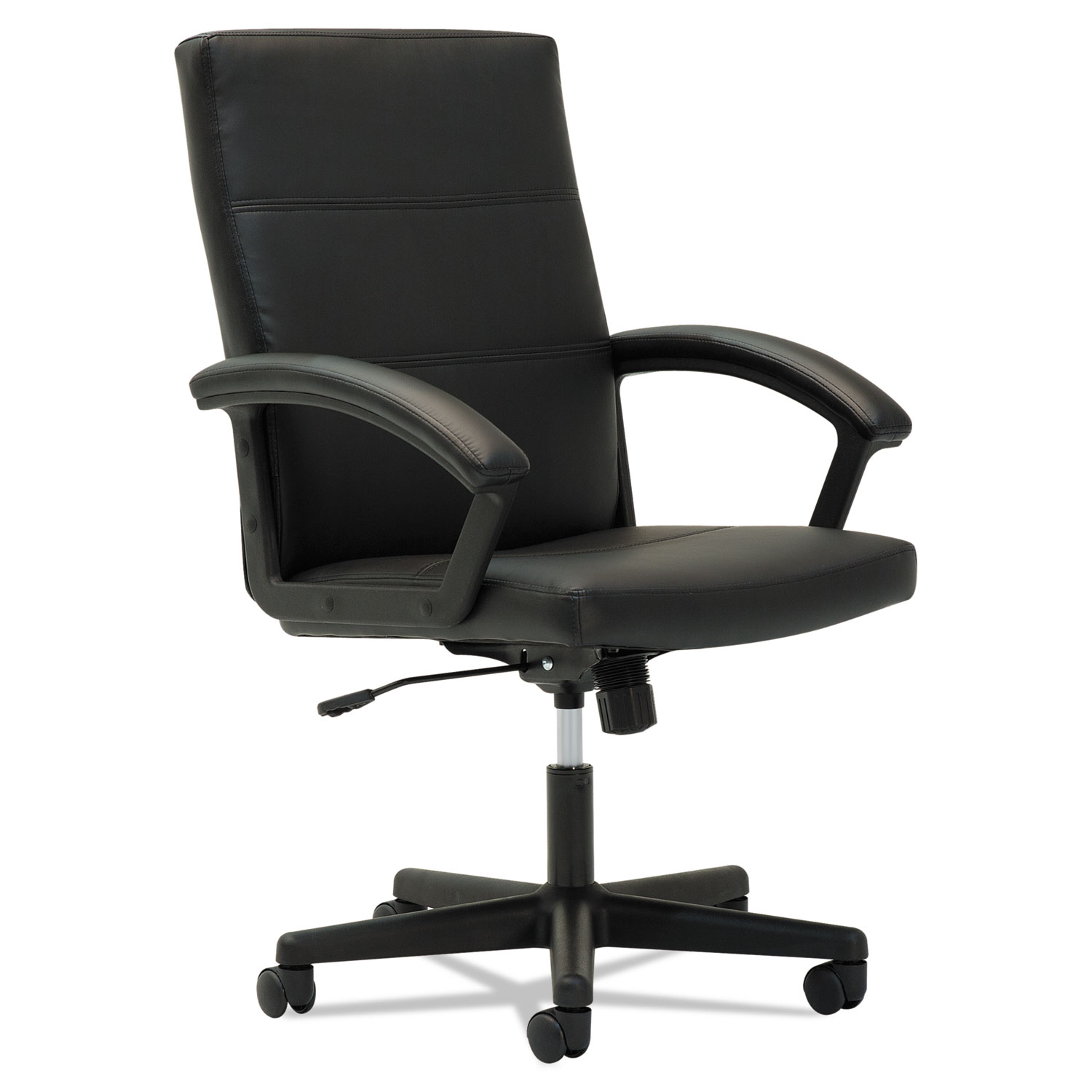 Executive Mid-Back Chair, Fixed Curved Loop Arms, Black