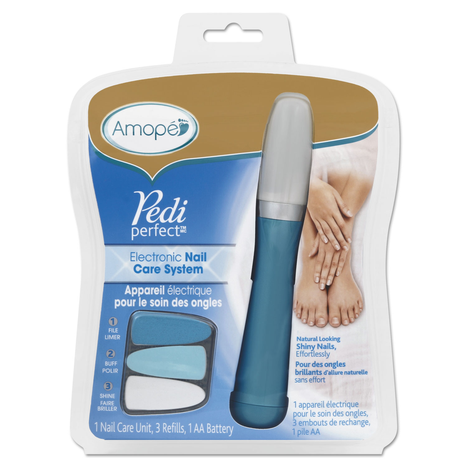 Pedi Perfect Electronic Nail Care System, Blue/Gray, 6/Carton
