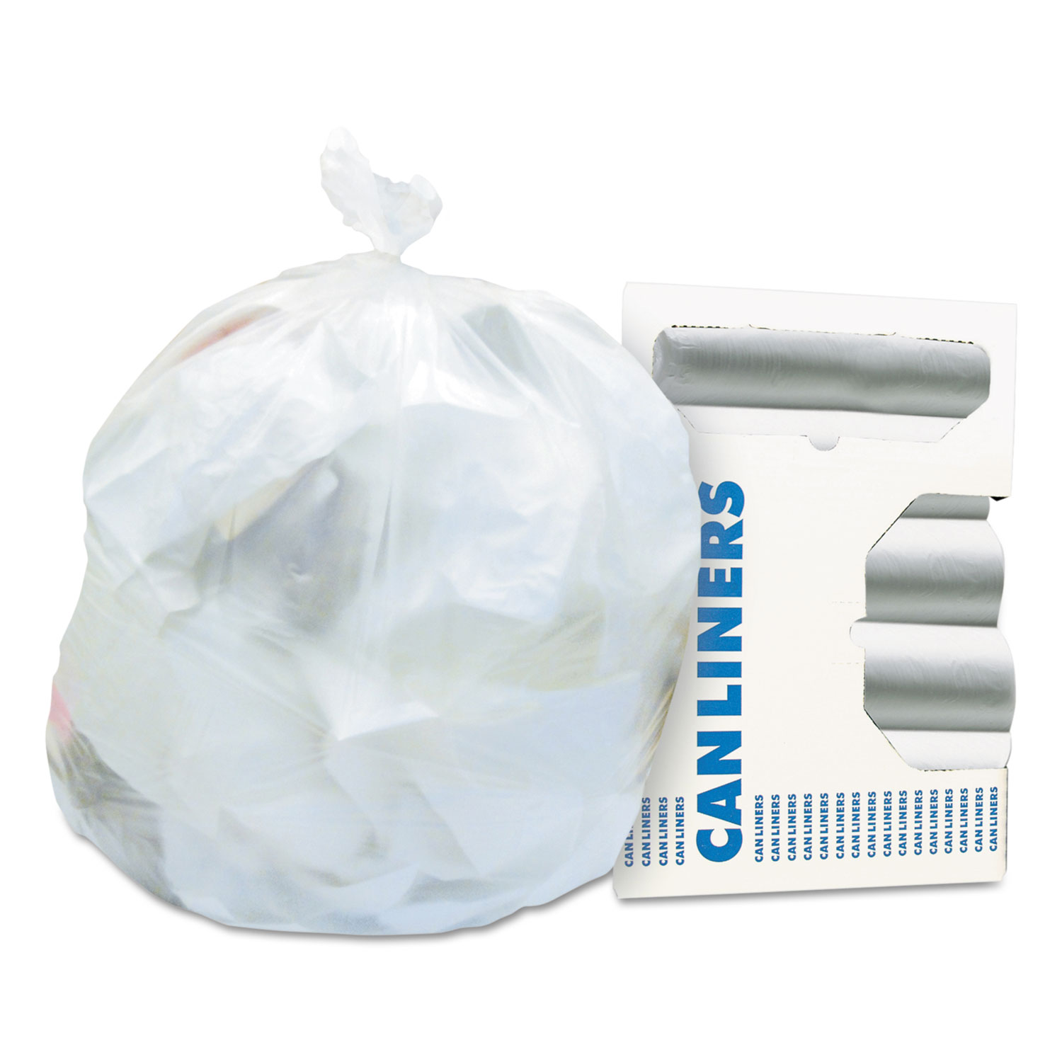 Can Liners, 16 gal, 8 mic, 24 x 33, Natural, 50 Bags/Roll, 4 Rolls/Carton  - Reliable Paper