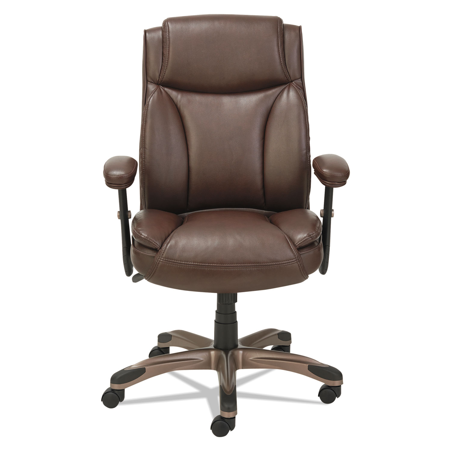 Alera Veon Series Leather MidBack Managers Chair w/Coil Spring Cushioning,Brown