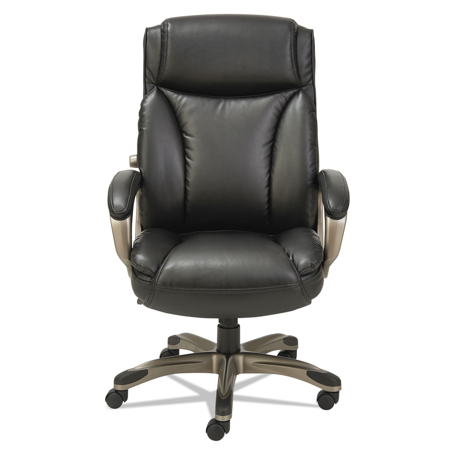 Alera Veon Series Executive HighBack Leather Chair, Coil Spring Cushioning,Black