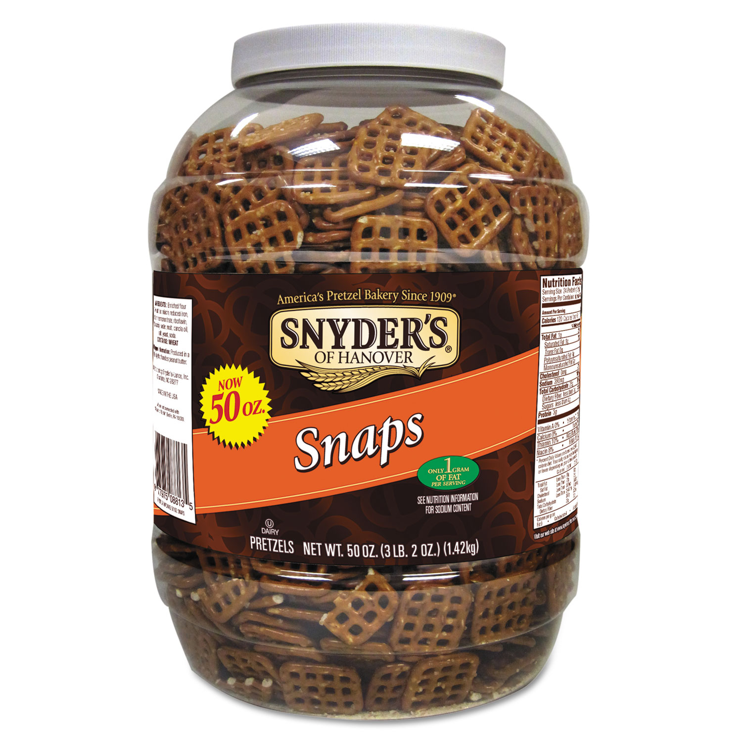  Snyder's 1011039 Traditional Pretzels, Snaps, 50 oz Canister (SNY1011039) 