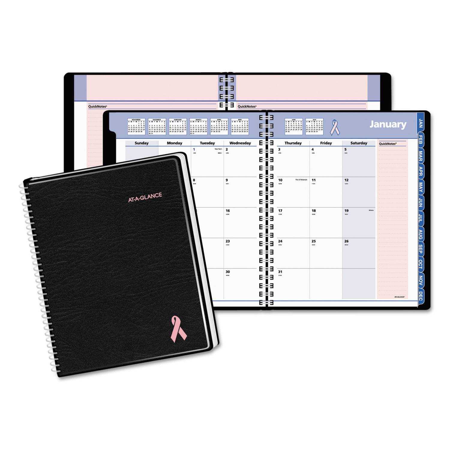  AT-A-GLANCE 76-PN08-05 QuickNotes Special Edition Monthly Planner, 8 3/4 x 6 7/8, Black/Pink, 2020 (AAG76PN0805) 