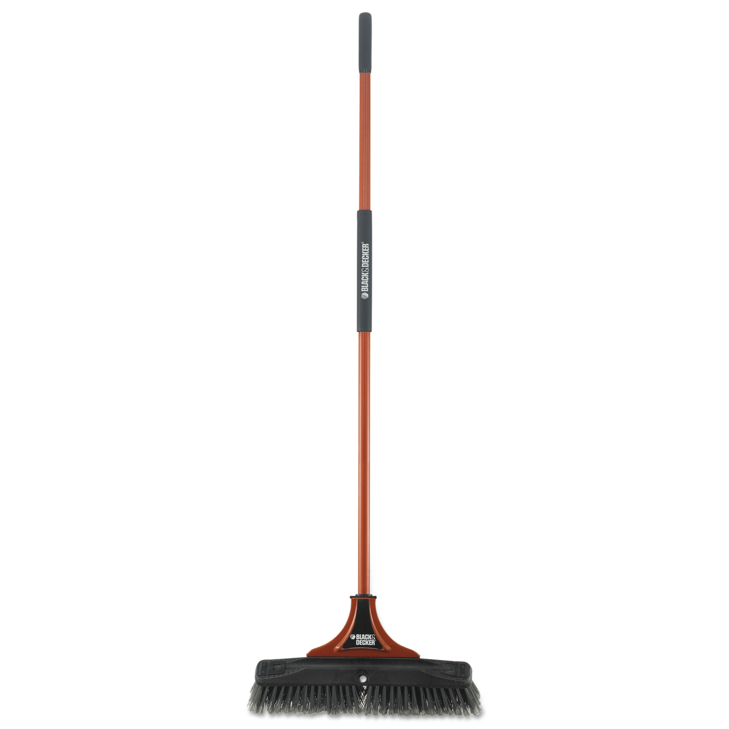 Indoor/Outdoor Push Broom, 18W x 54H, Steel Handle, Orange/Black