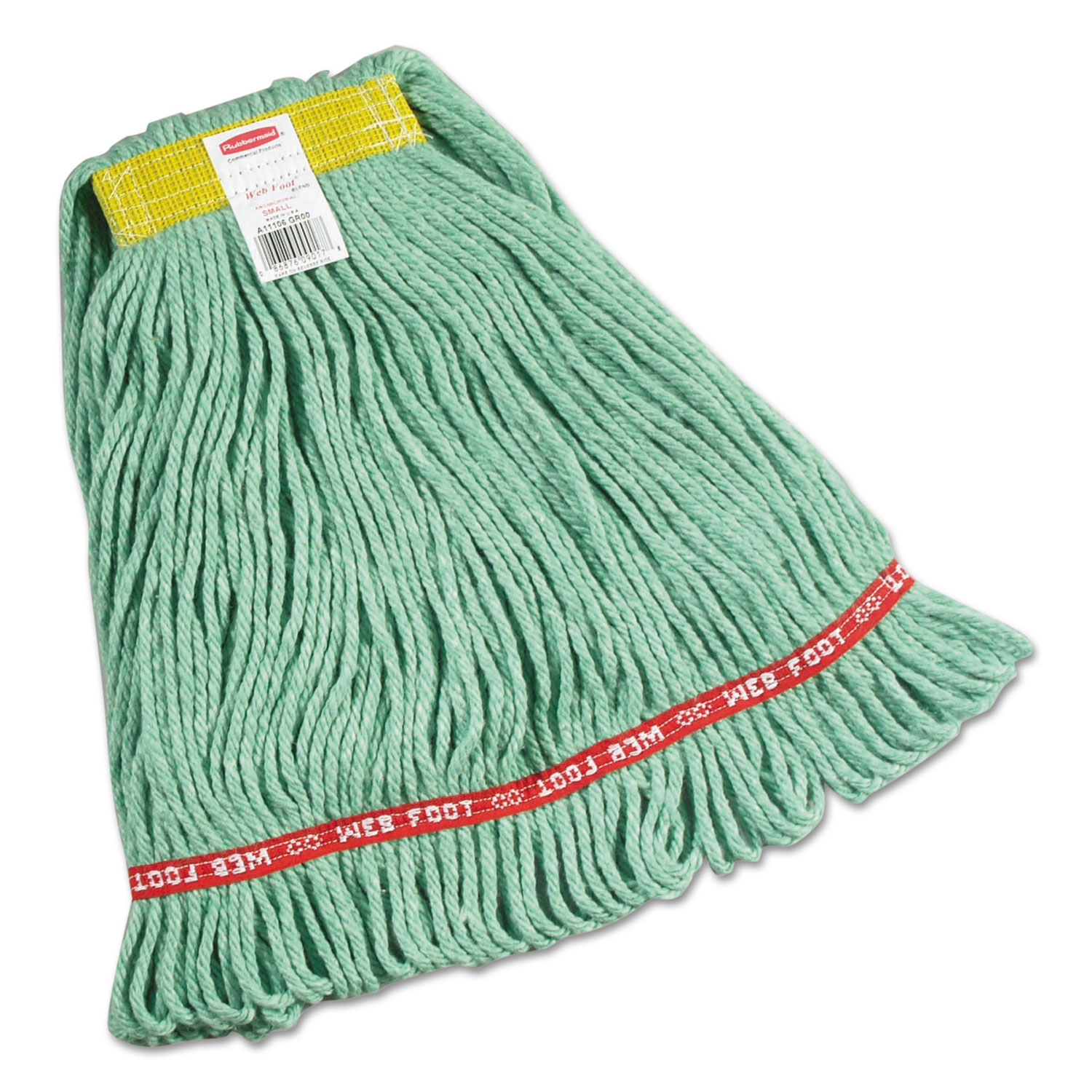 Web Foot Wet Mops, Cotton/Synthetic, Green, Small, 1Yellow Headband,6/Carton