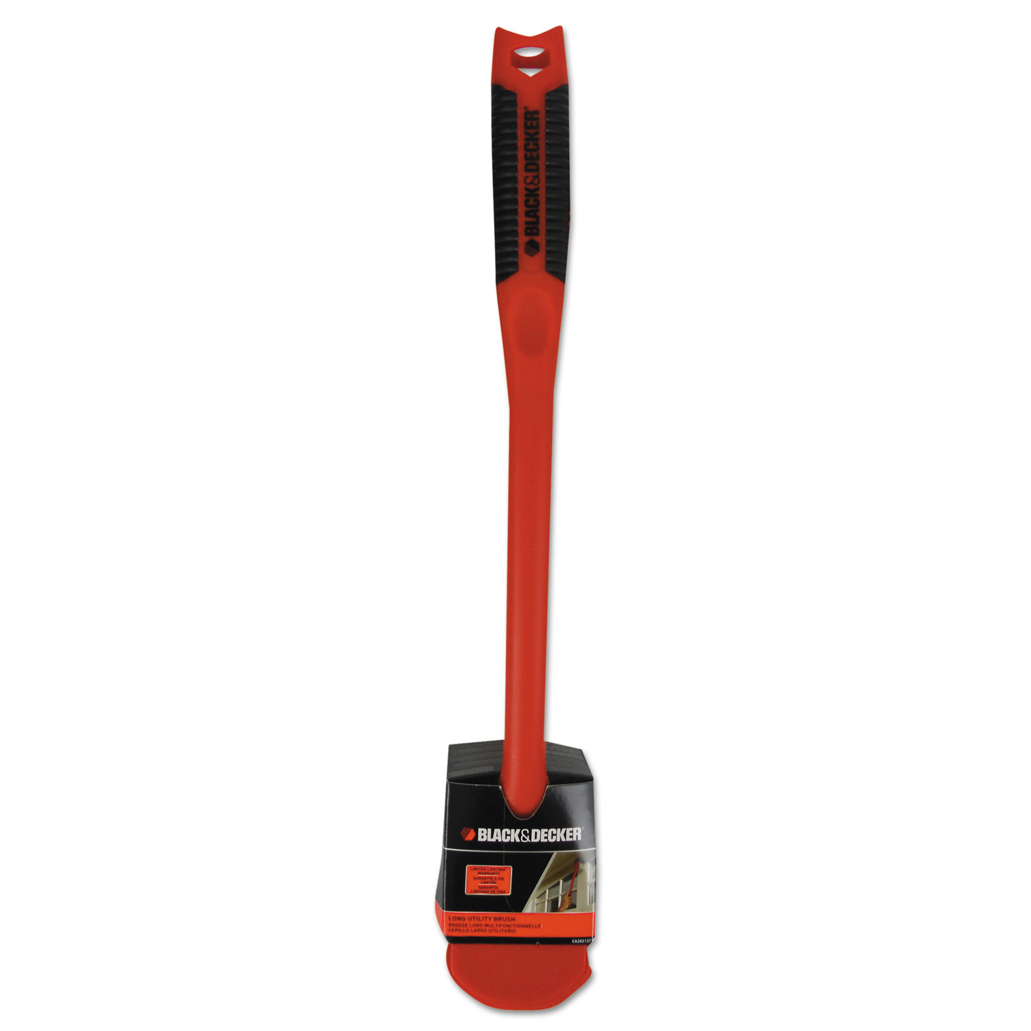 Long Utility Brush, 5 Brush, 13 Handle, 2 Bristles,Orange/Gray, 3/Box