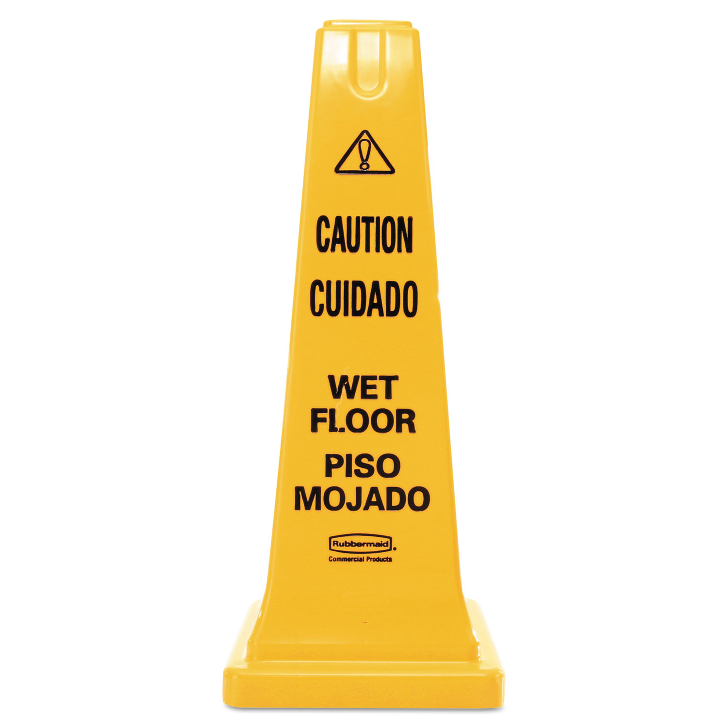  Rubbermaid Commercial FG627777YEL Four-Sided Caution, Wet Floor Safety Cone, 10 1/2w x 10 1/2d x 25 5/8h, Yellow (RCP627777) 