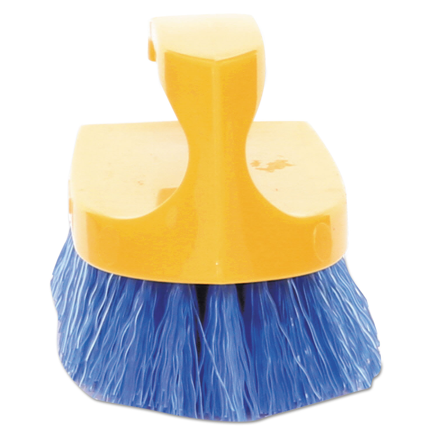 Long Handle Scrub Brush, 6 Brush, Yellow Plastic Handle/Blue Bristles
