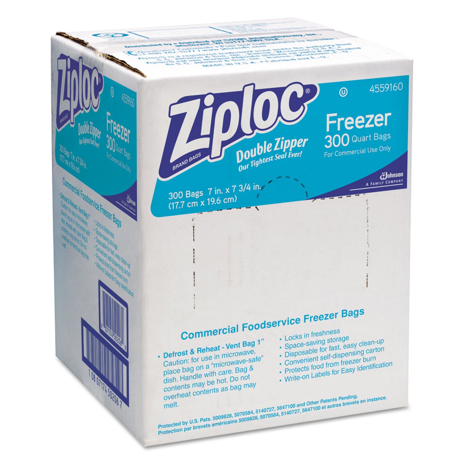 Double Zipper Freezer Bags, 1qt, 2.7mil, 7 x 7 3/4, Clear w/Label, 300/Carton