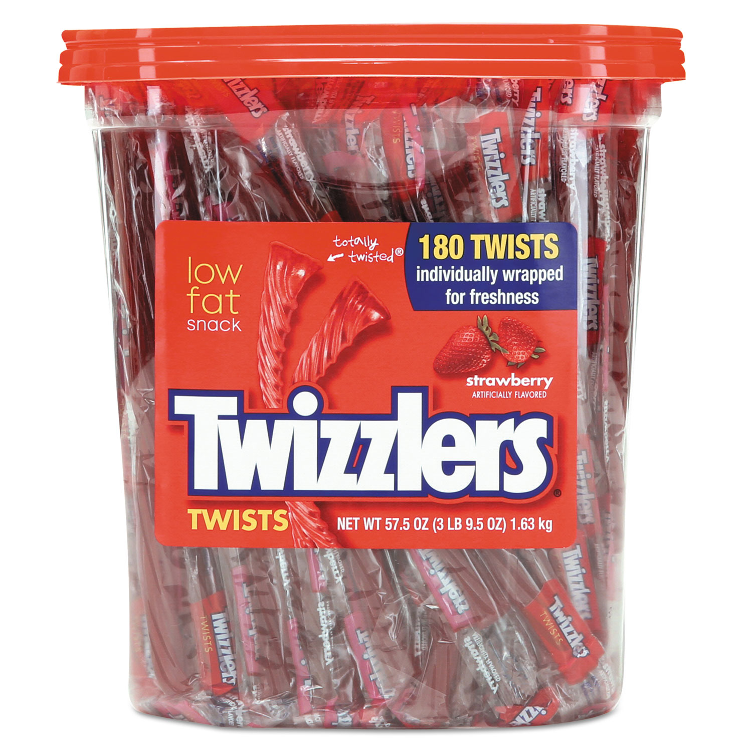  Twizzlers 391322 Strawberry Twizzlers Licorice, Individually Wrapped, 180/Tub (TWZ884064) 