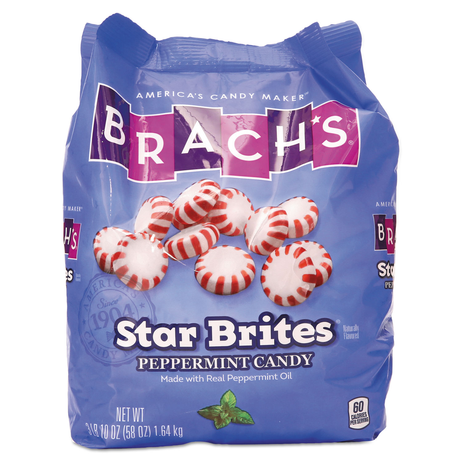  Brach's 827132 Star Brites Peppermint Candy, Individually Wrapped, 58 oz Bag (BCH827132) 