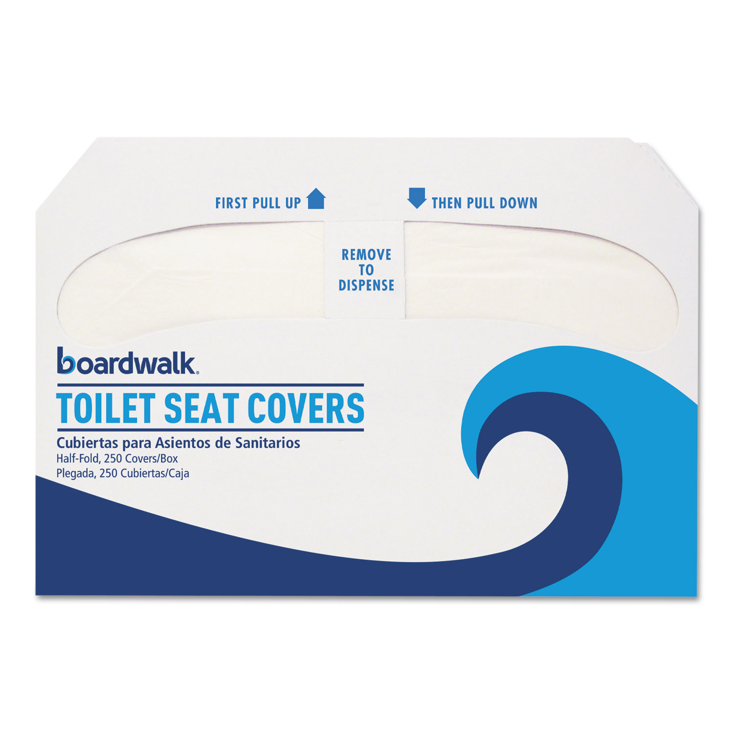  Boardwalk BWK-2500B Premium Half-Fold Toilet Seat Covers, 14.25 x 16.5, White, 250 Covers/Sleeve, 10 Sleeves/Carton (BWKK2500B) 