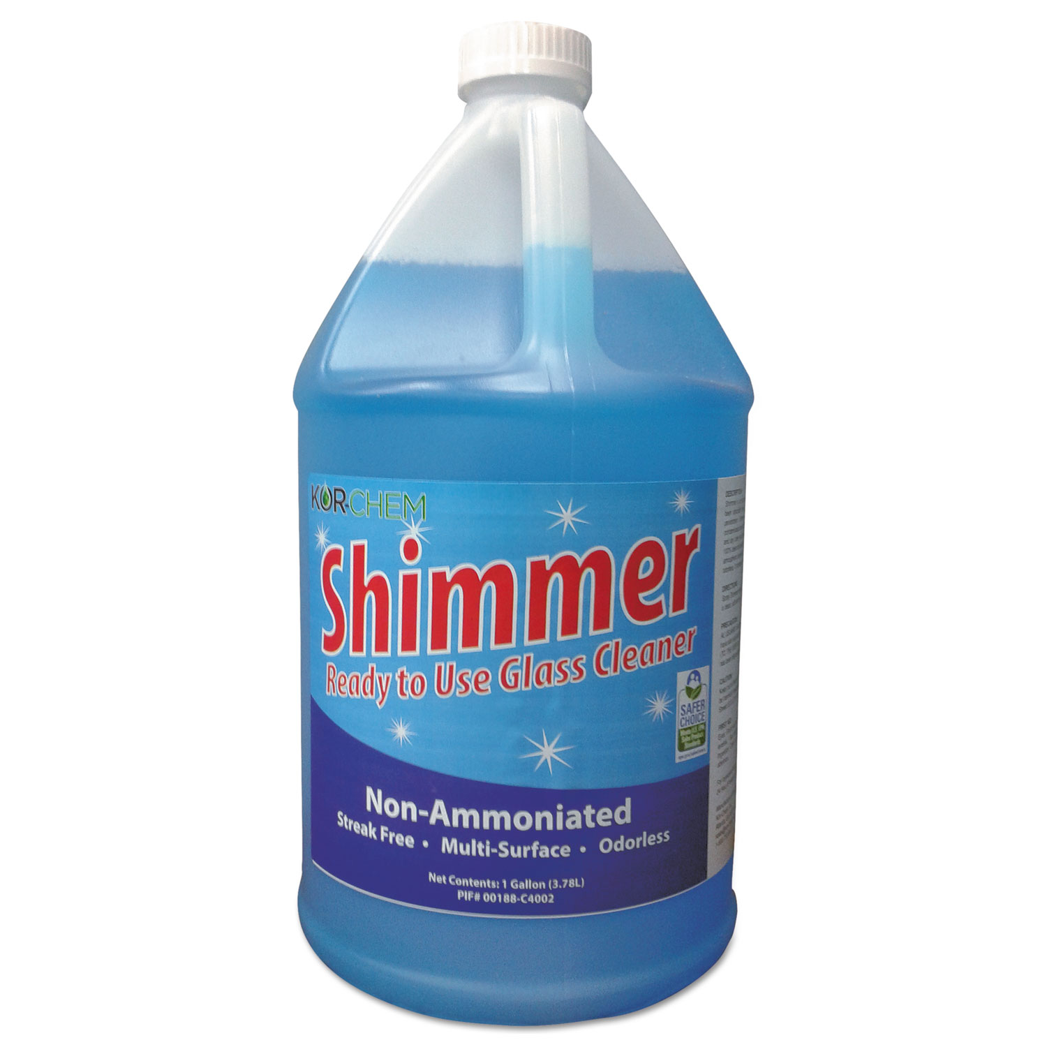 Shimmer Institutional Non-Ammoniated RTU Glass Cleaner, 1 gal Bottle, 4/Carton