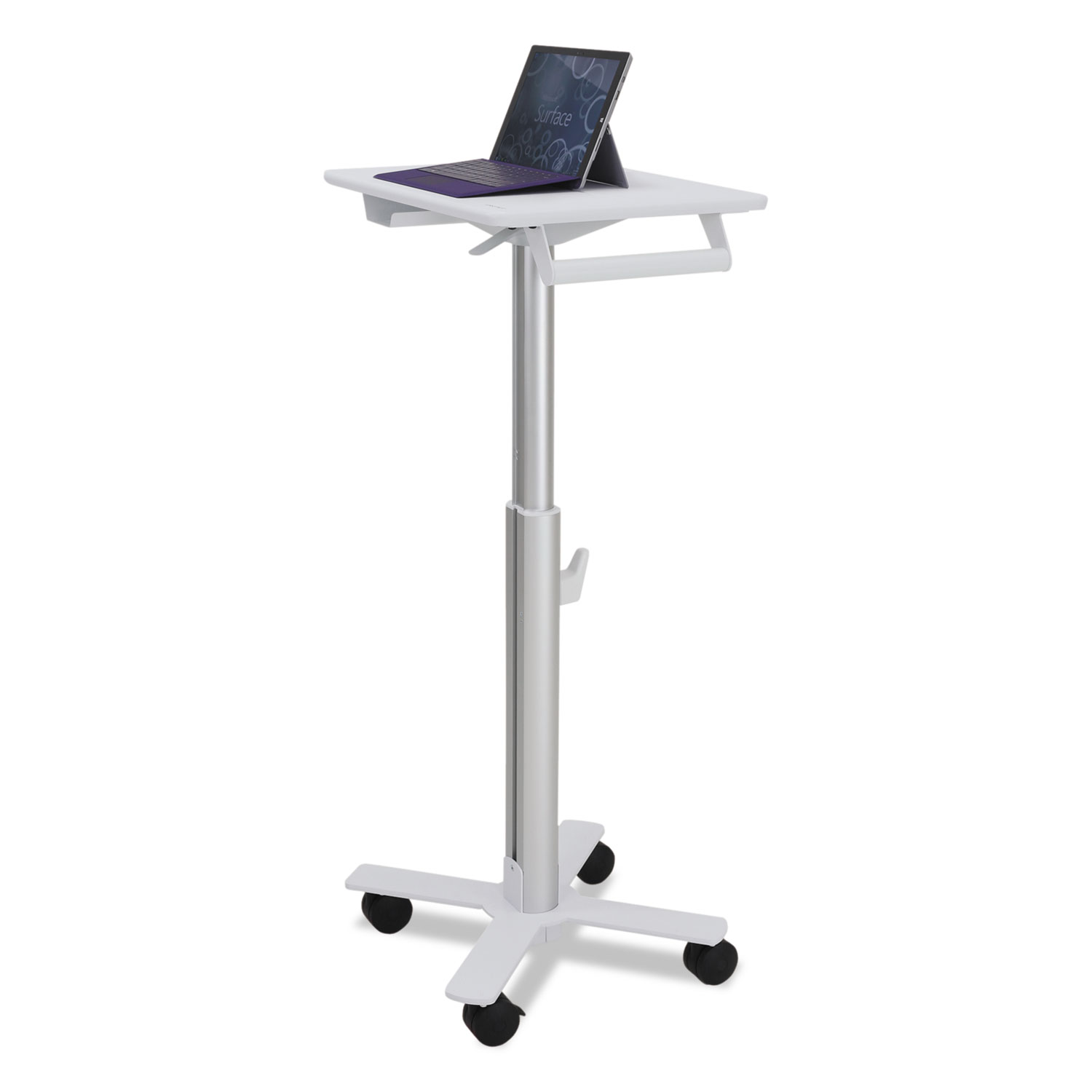  Ergotron SV10-1800-0 StyleView 10 S-Tablet Cart for MS Surface, 19w x 19d x 33 to 48h, White/Aluminum (ERGSV1018000) 