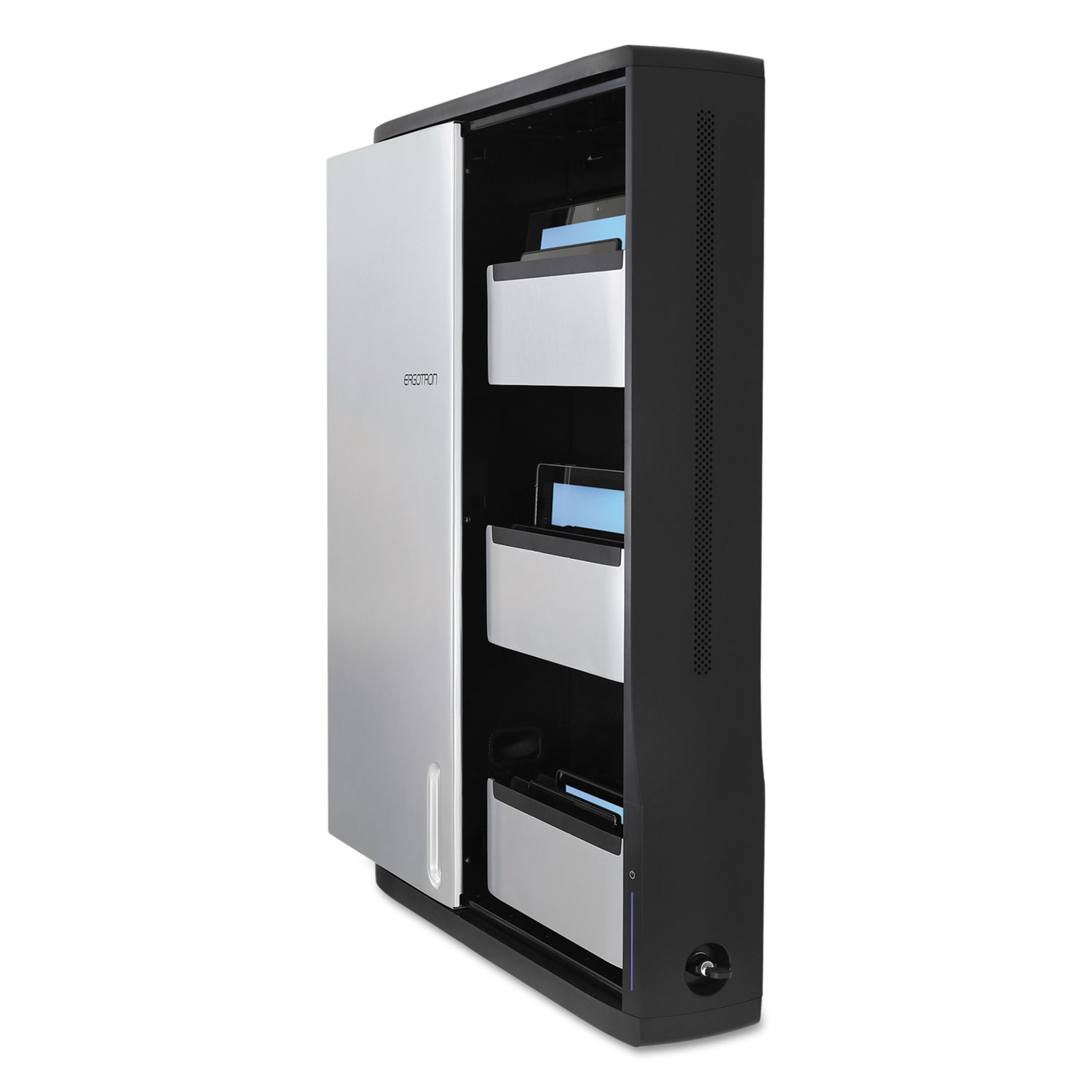  Ergotron DM12-1006-1 Zip12 Charging Wall Cabinet for 12 Devices, 26.4 x 5.9 x 35.6, Black/Silver (ERGDM1210061) 