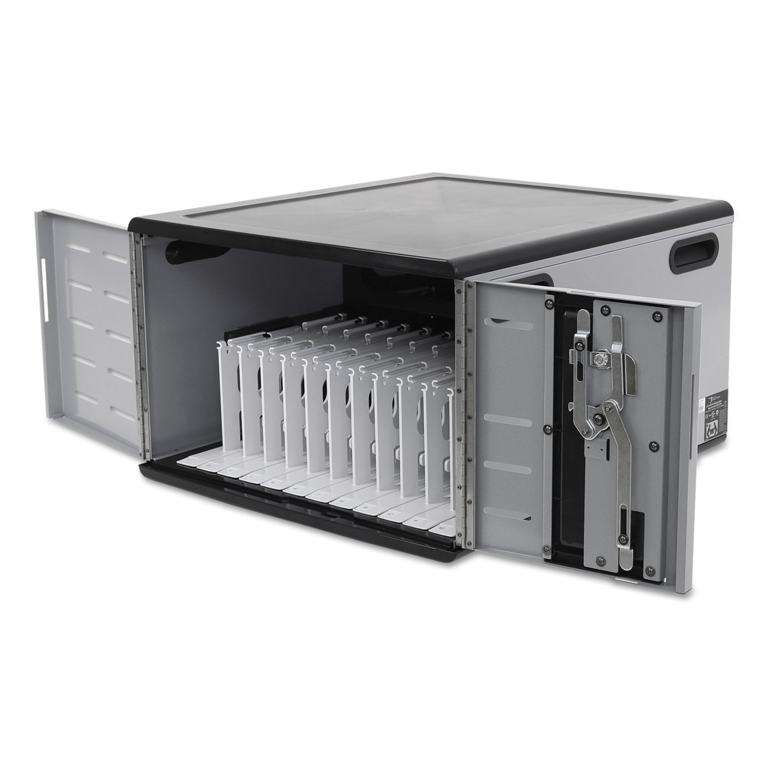 Ergotron DM12-1012-1 Zip12 Desktop Charging Cabinet for 8-12 Devices, 22 x 24.5 x 14, Black/Silver (ERGDM1210121) 