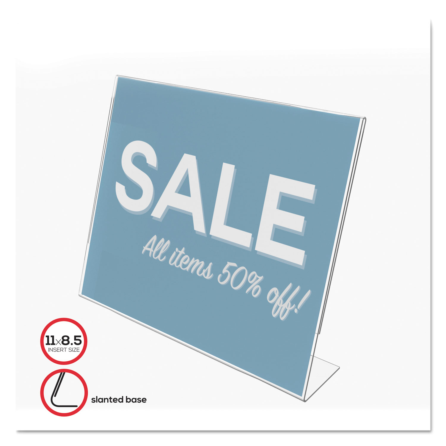  deflecto 66701 Classic Image Slanted Sign Holder, Landscaped, 11 x 8 1/2 Insert, Clear (DEF66701) 