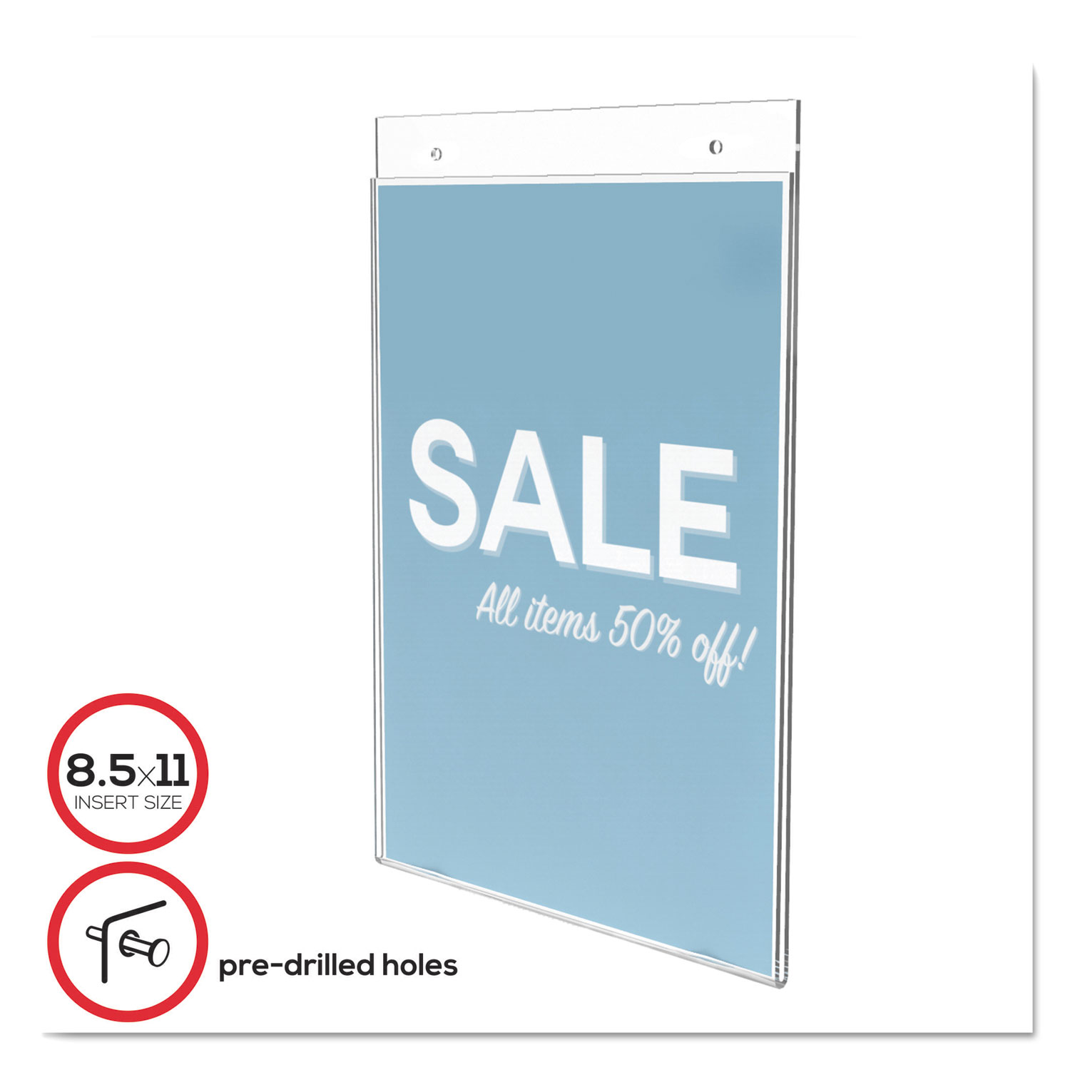  deflecto 68201 Classic Image Wall-Mount Sign Holder, Portrait, 8 1/2 x 11, Clear (DEF68201) 