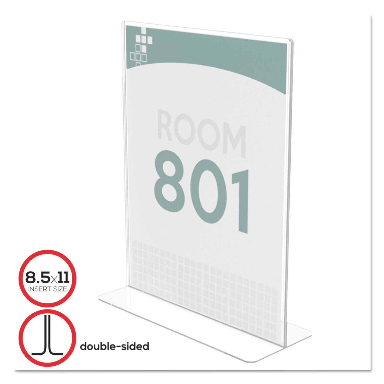 Superior Image Double Sided Sign Holder, 8 1/2 x 11 Insert, Clear