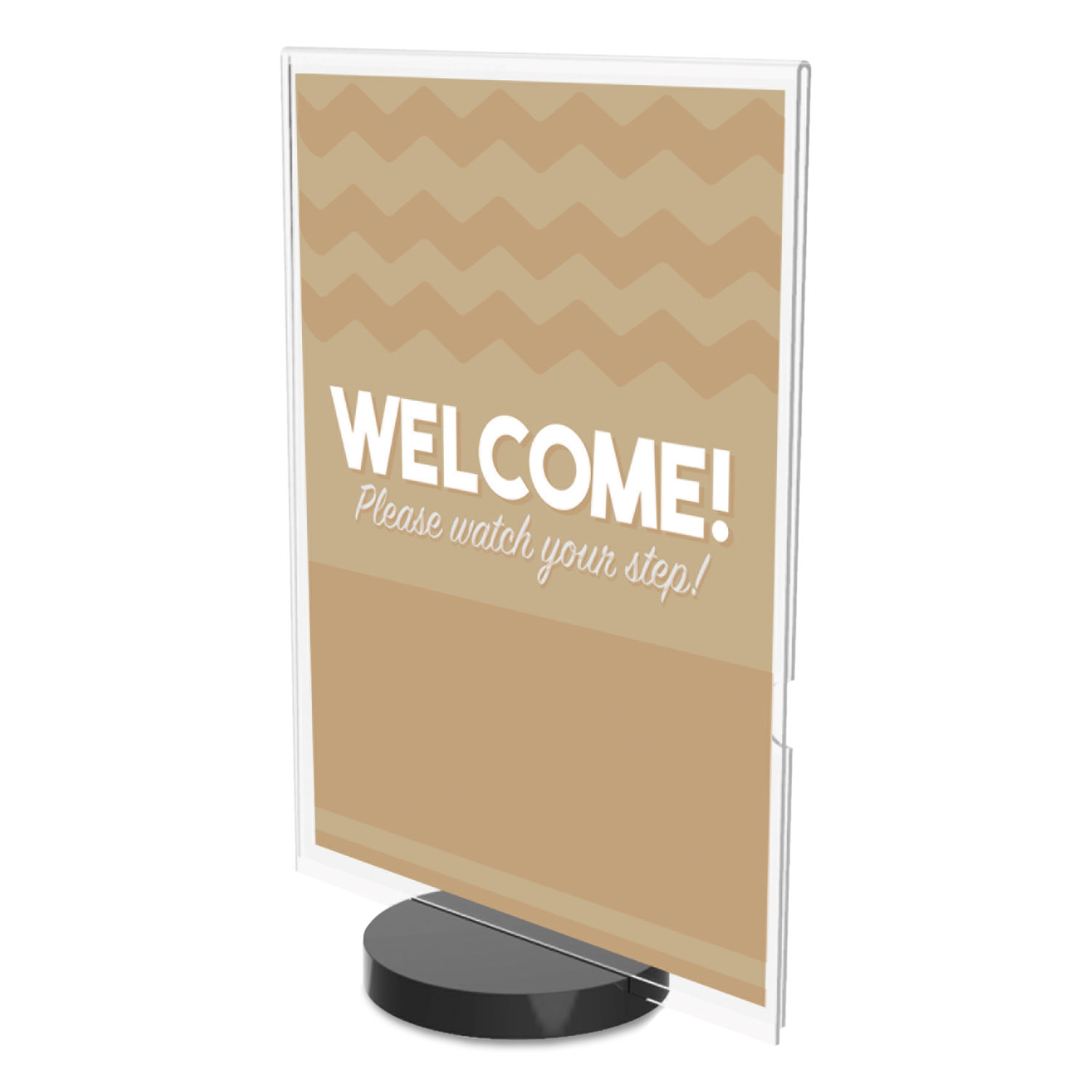 Superior Image Round Base Sign Holder, 5 x 7 Insert, Clear
