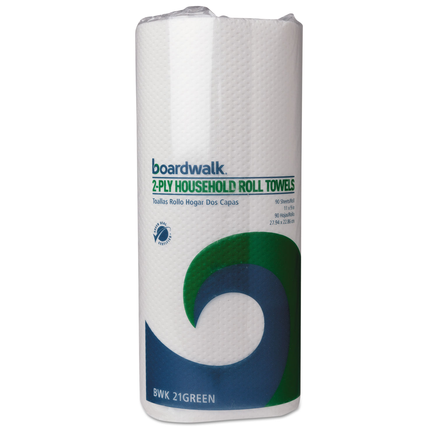 Boardwalk Green Household Roll Towels, 2-Ply, 11x9, 90 Sheets/Roll, 30 Rolls/Ctn