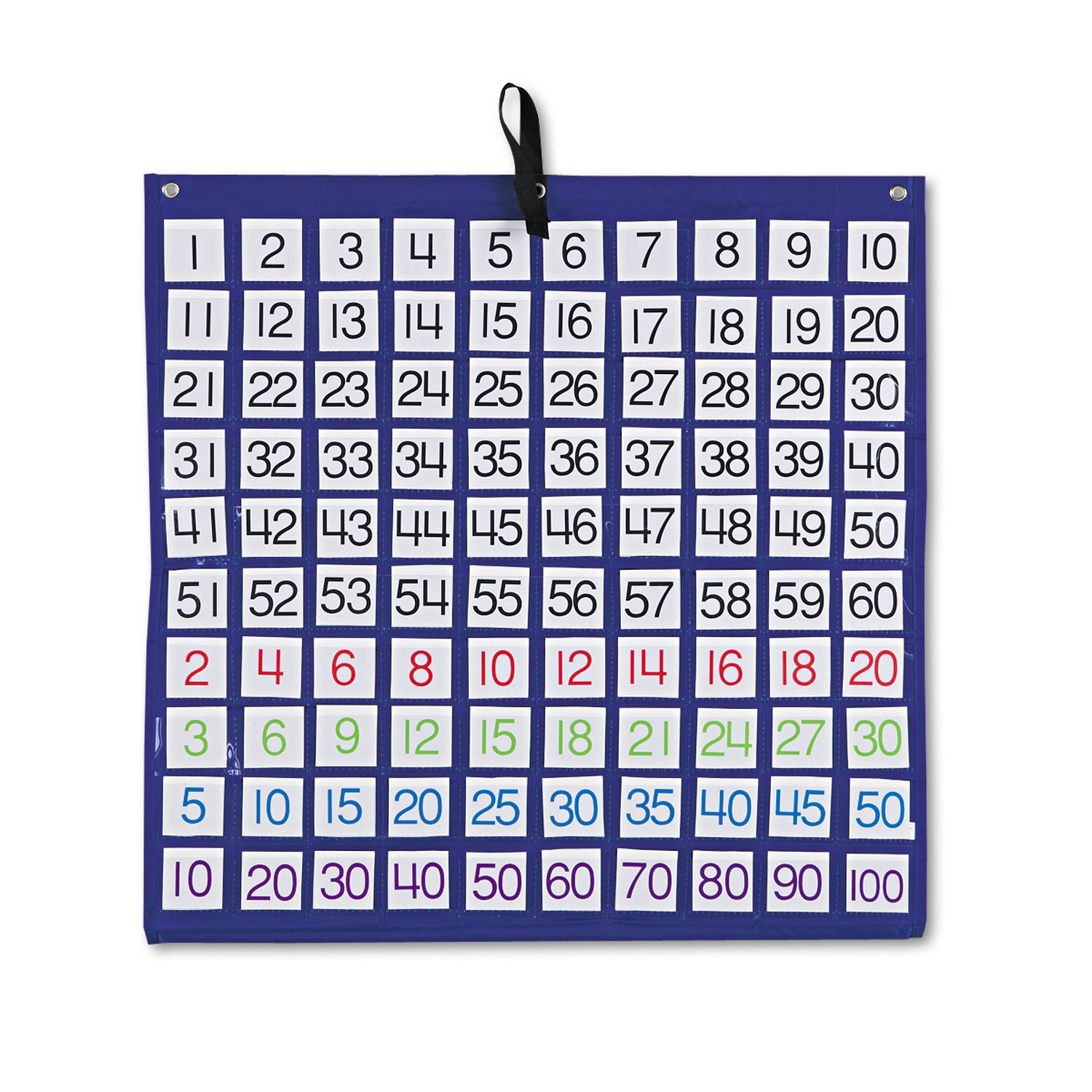 Hundreds Pocket Chart with 100 Clear Pockets, Colored Number Cards, 26 x 26