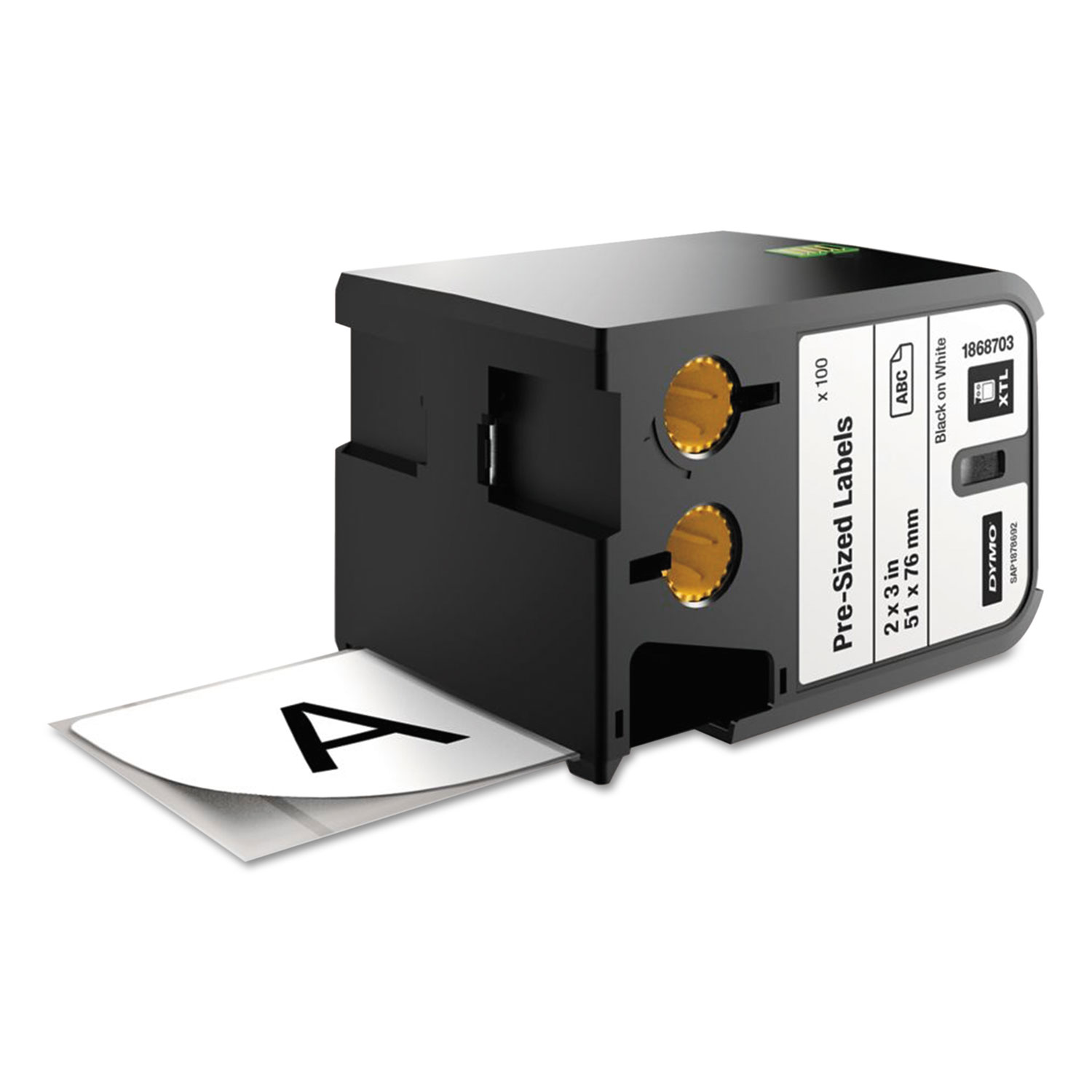 XTL Pre-Sized Labels, 2 x 3, White/Black Print, 100/Cartridge
