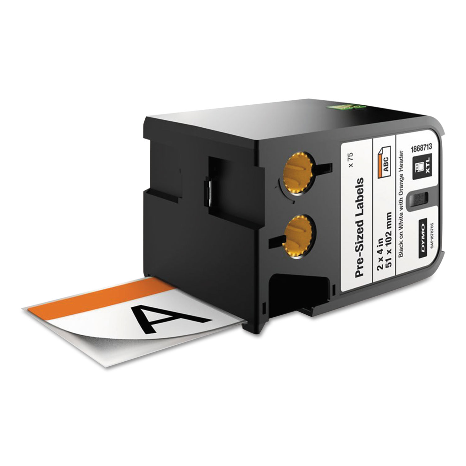 XTL Pre-Sized Labels, 2 x 4, White/Orange Header/Black Print, 70/Cartridge