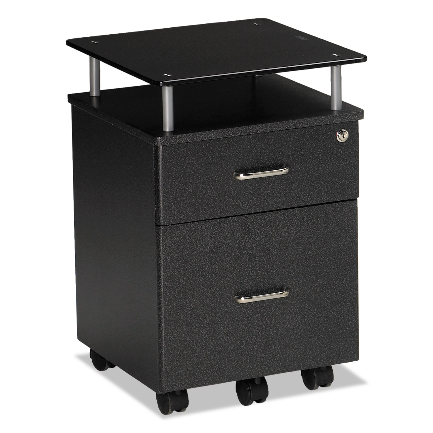 Eastwinds Vision Locking Box/File Pedestal, Anthracite with Black Glass