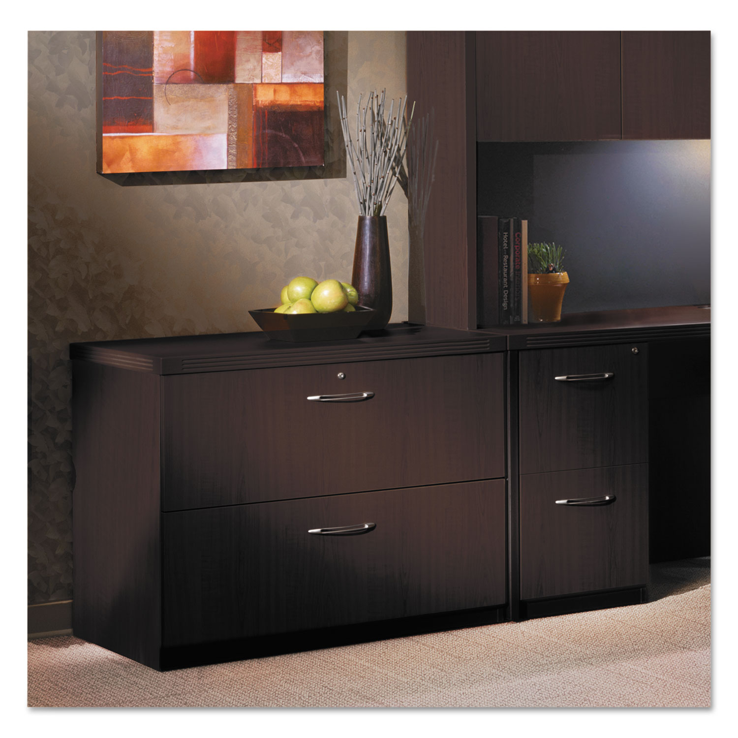 Aberdeen Series Freestanding Lateral File, 36w x 24d x 29h, Mocha