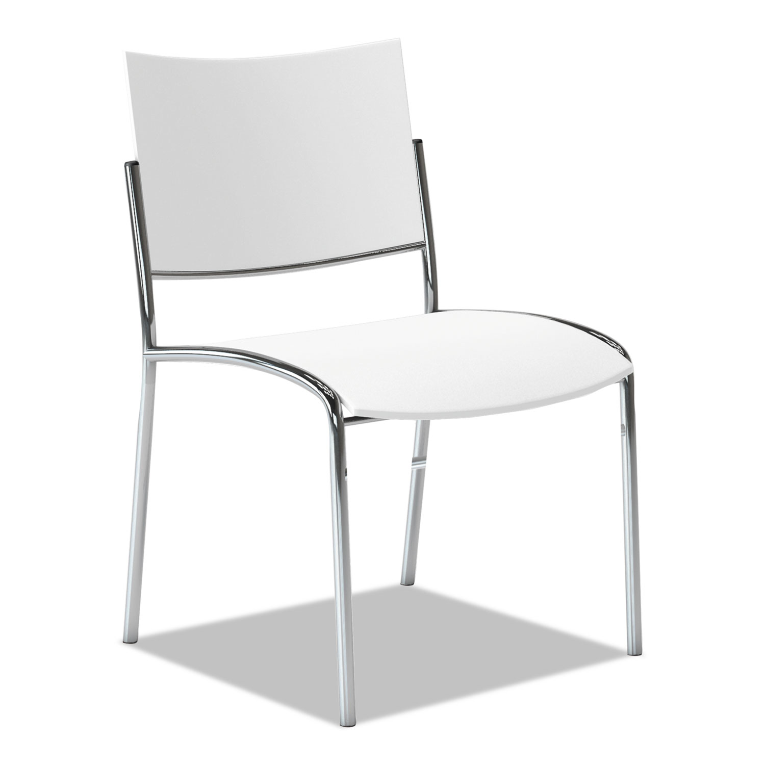 Escalate Stacking Chair, Plastic Back/Seat, White, 4 Chairs/Carton