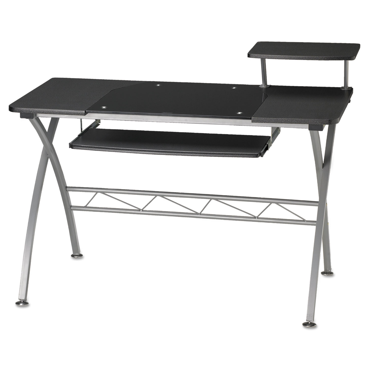 Eastwinds Vision Computer Desk, 47-1/4w x 27d x 34h, Anthracite with Black Glass