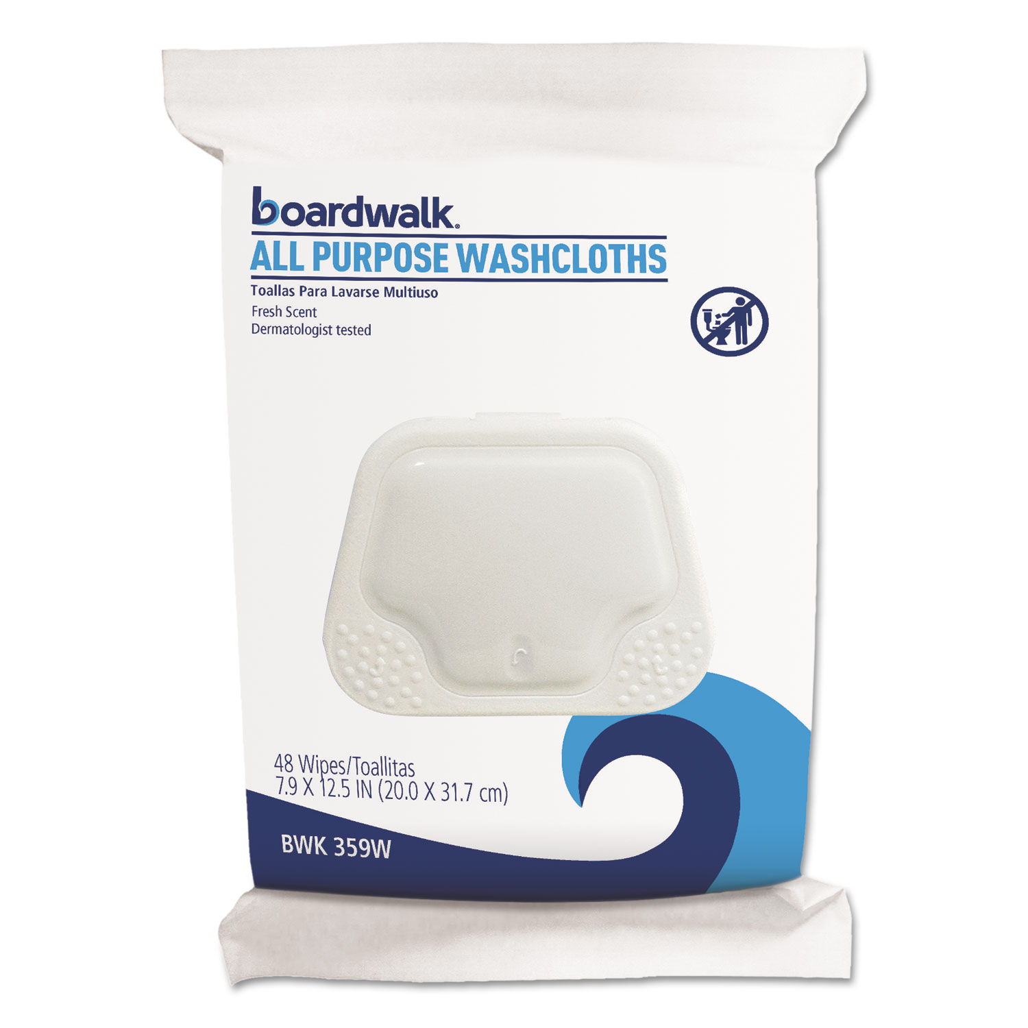  Boardwalk BWK459WPK Premoistened Personal Washcloths, 12 1/2 x 7 9/10, Fresh Scent, 48/Pack (BWK459WPK) 