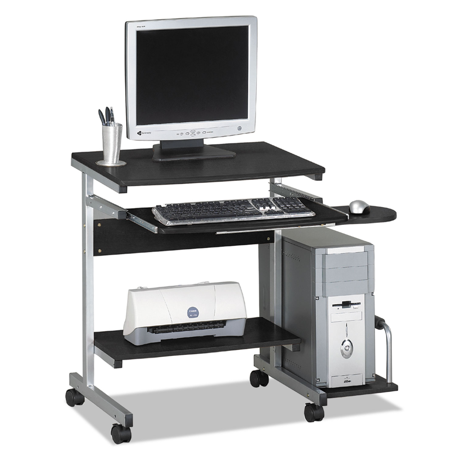 Portrait PC Desk Cart Mobile Workstation, 36-1/2w x 19-1/4d x 31h, Anthracite