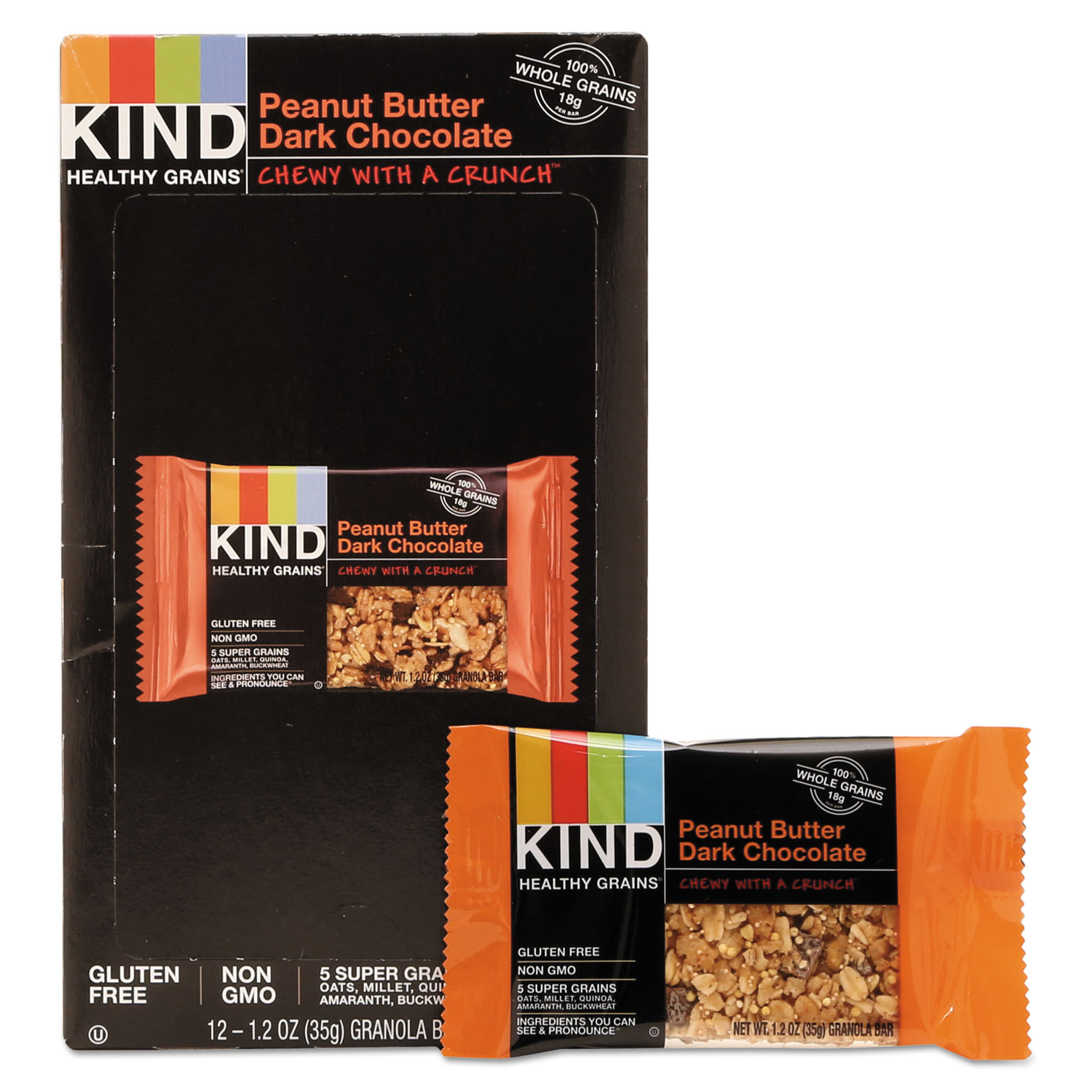 KIND 18083 Healthy Grains Bar, Peanut Butter Dark Chocolate, 1.2 oz, 12/Box (KND18083) 