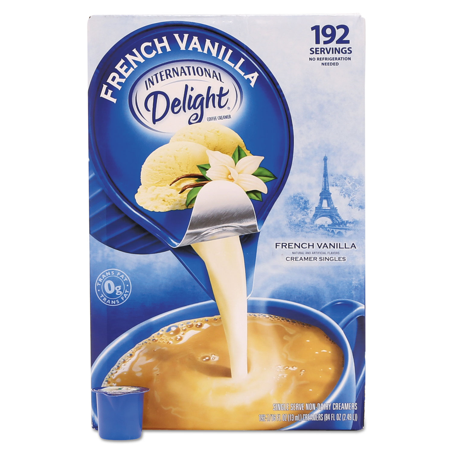 Flavored Liquid Non-Dairy Coffee Creamer, French Vanilla, 0.4375 oz Cups, 192/CT