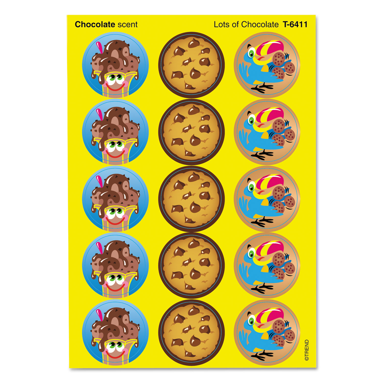  TREND T6411 Stinky Stickers Themed Variety Sheet, Chocolate Treats, 60/Pack (TEPT6411) 