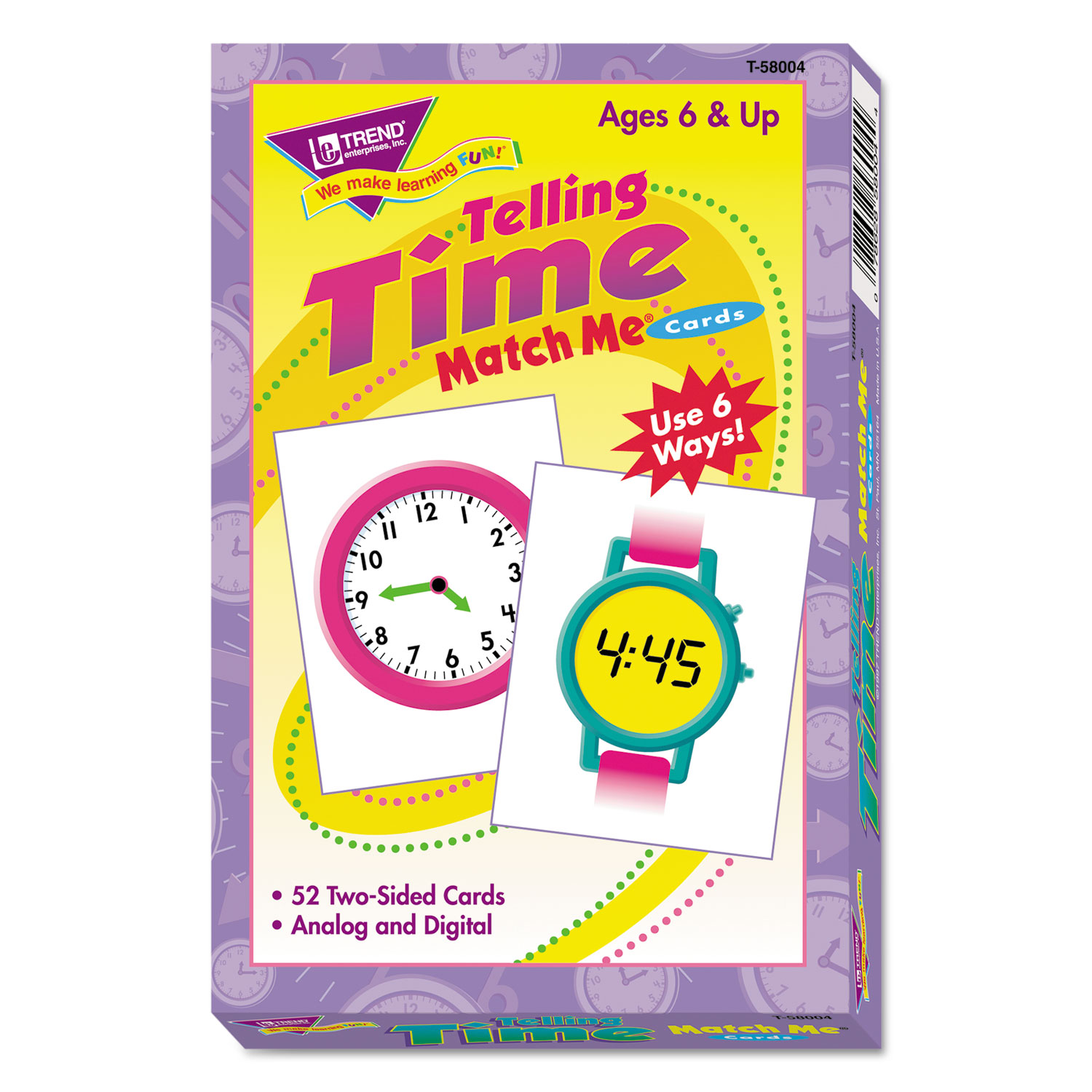 TREND® Match Me Cards, Telling Time, 52 Cards, Ages 6 and Up