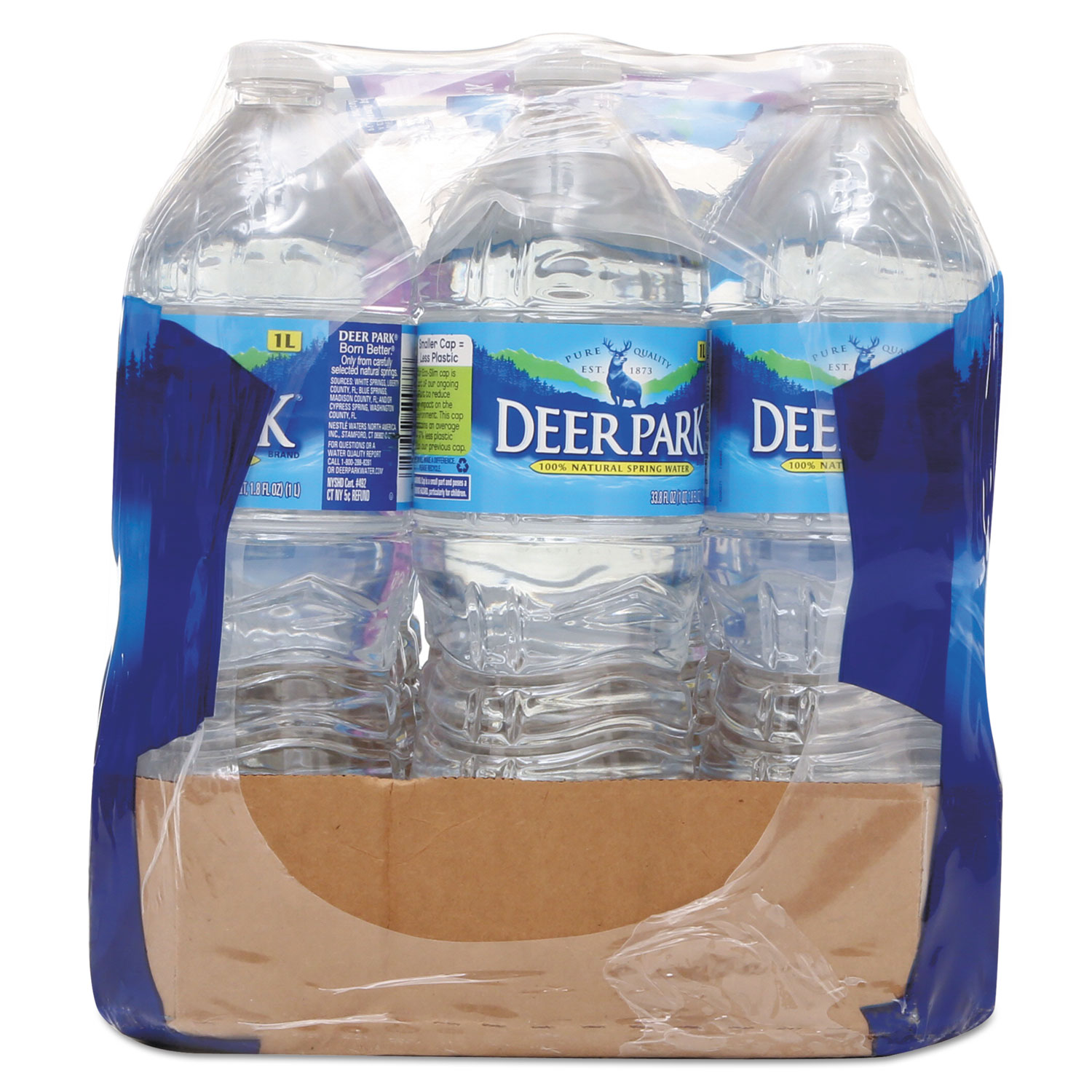 Natural Spring Water, 1 Liter Bottle, 15 Bottles/Carton