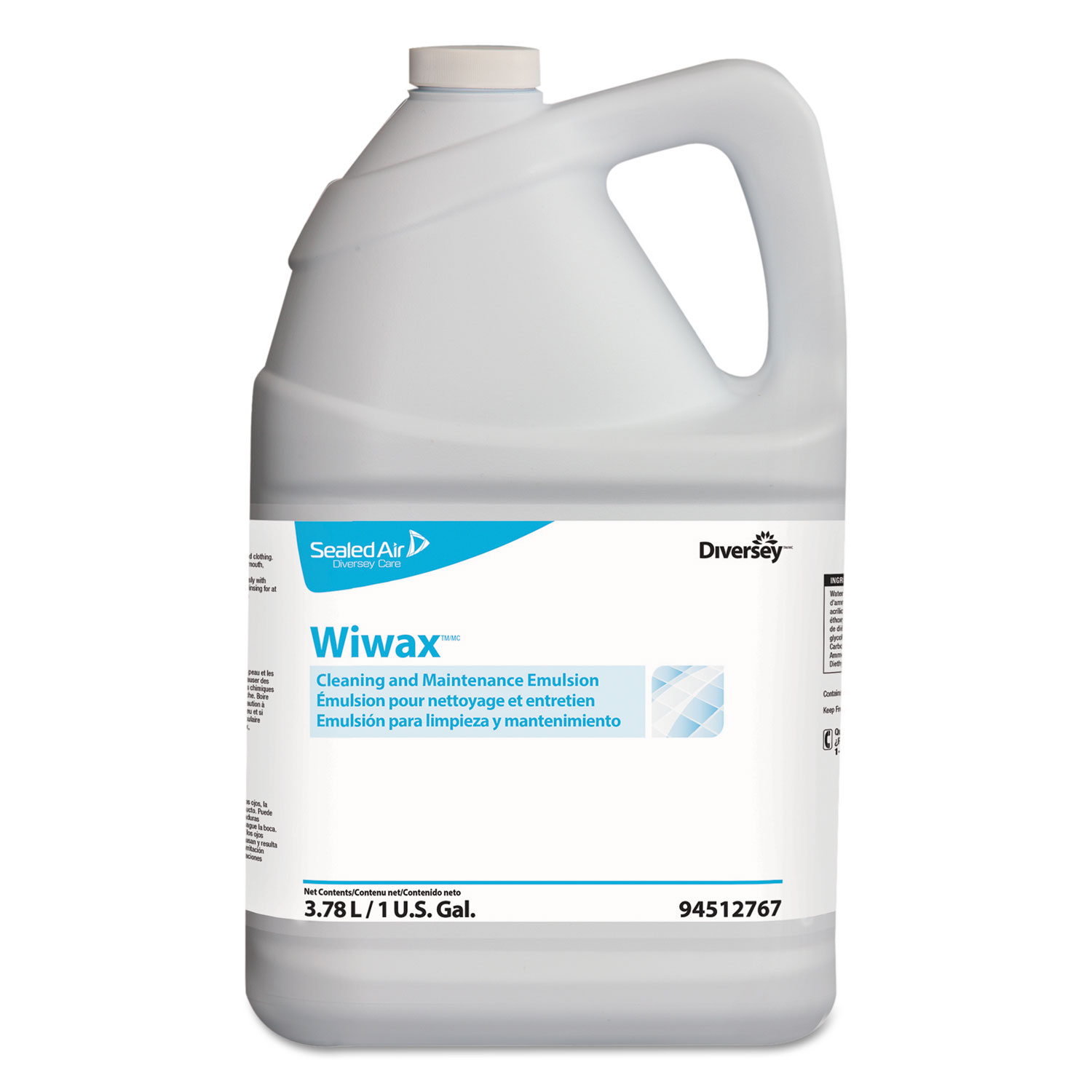  Diversey 94512767 Wiwax Cleaning and Maintenance Solution, Liquid, 1 gal Bottle, 4/Carton (DVO94512767) 