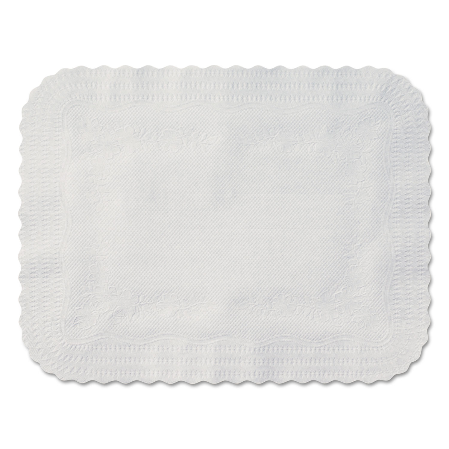 Scalloped Edge Traymat, Smooth Surface, 19.13" x 14", White, 1,000/Carton