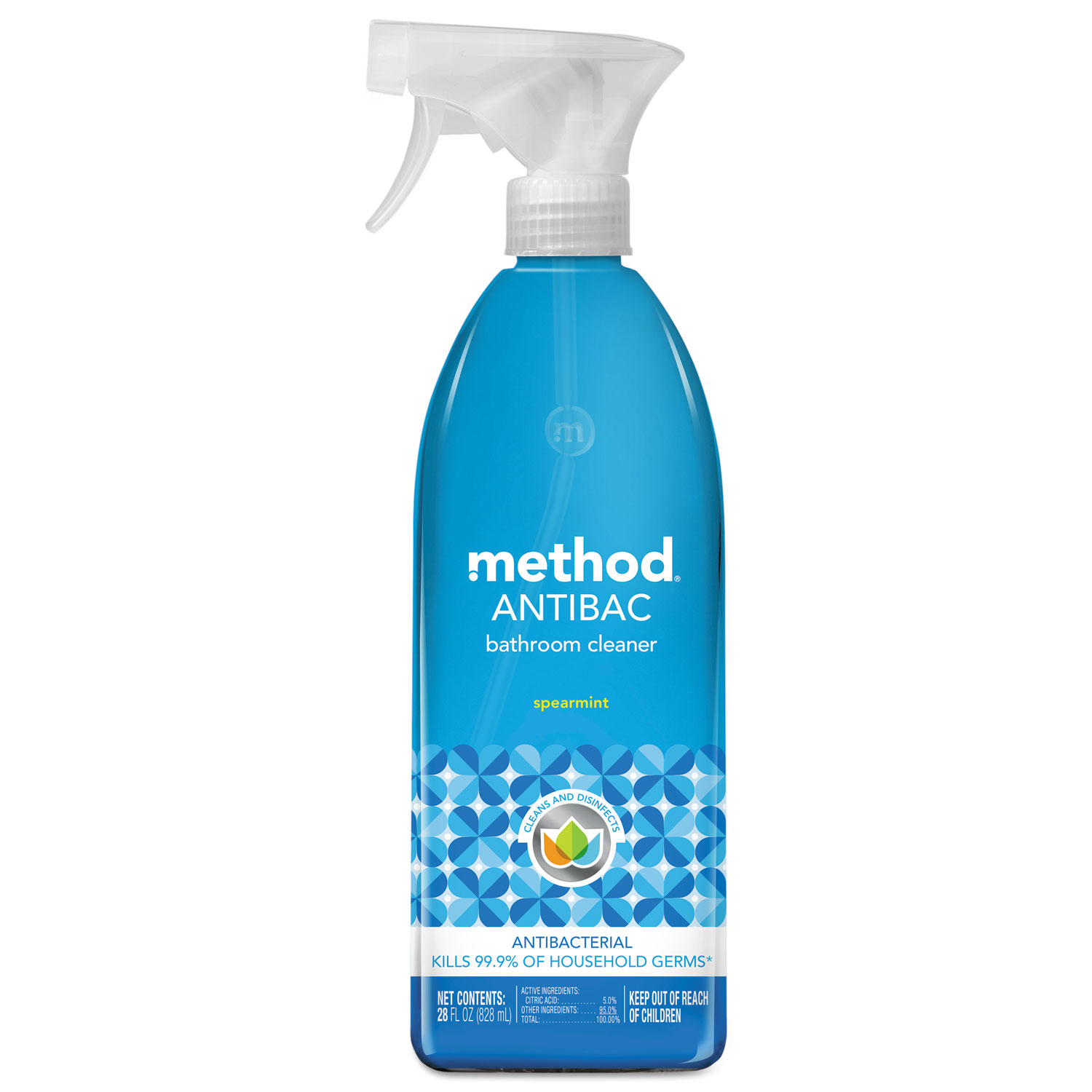Antibacterial Spray, Bathroom, Spearmint, 28 oz Bottle, 8/Carton