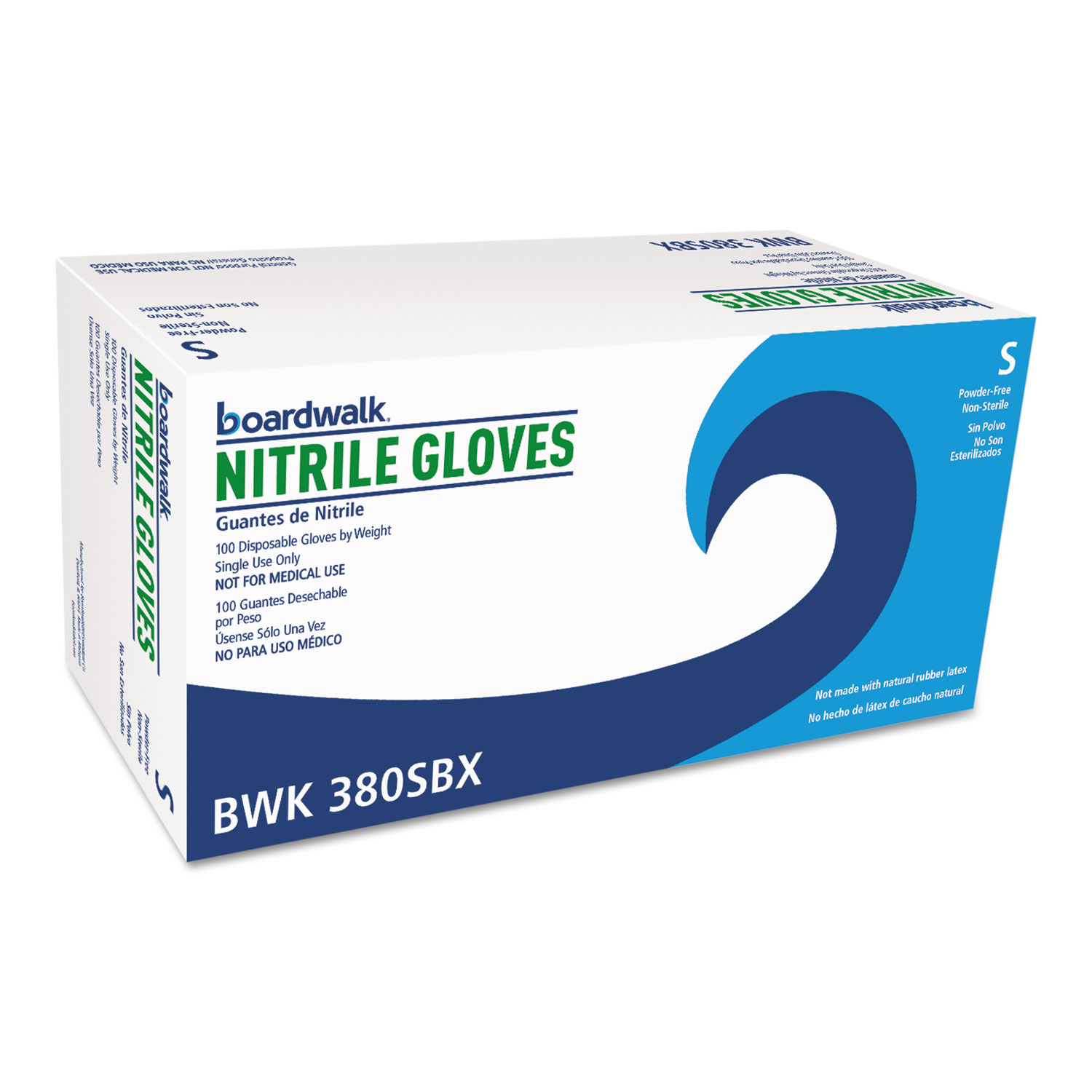  Boardwalk BWK380SBX Disposable General-Purpose Nitrile Gloves, Small, Blue, 100/Box (BWK380SBX) 