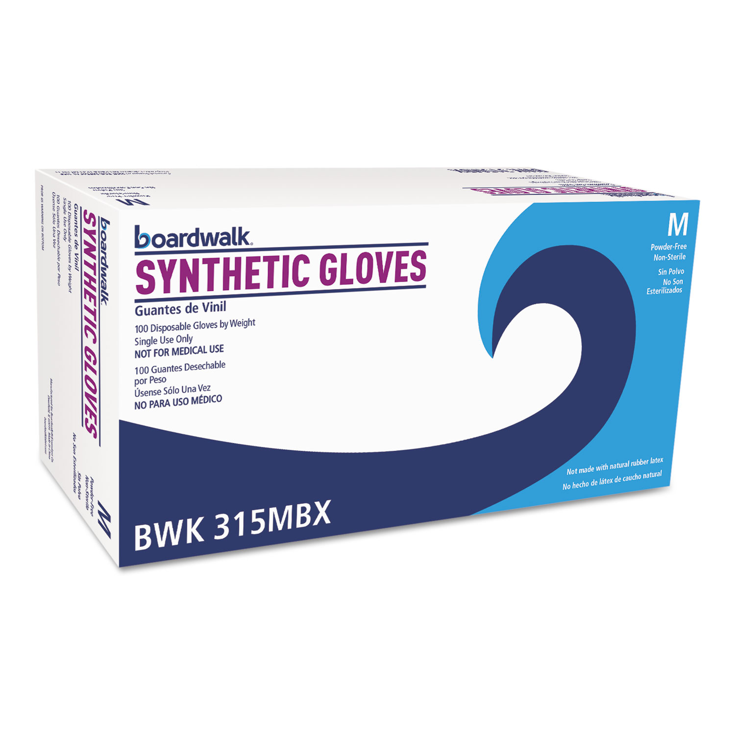  Boardwalk BWK315MBX Powder-Free Synthetic Vinyl Gloves, Medium, Beige, 4 mil, 100/Box (BWK315MBX) 