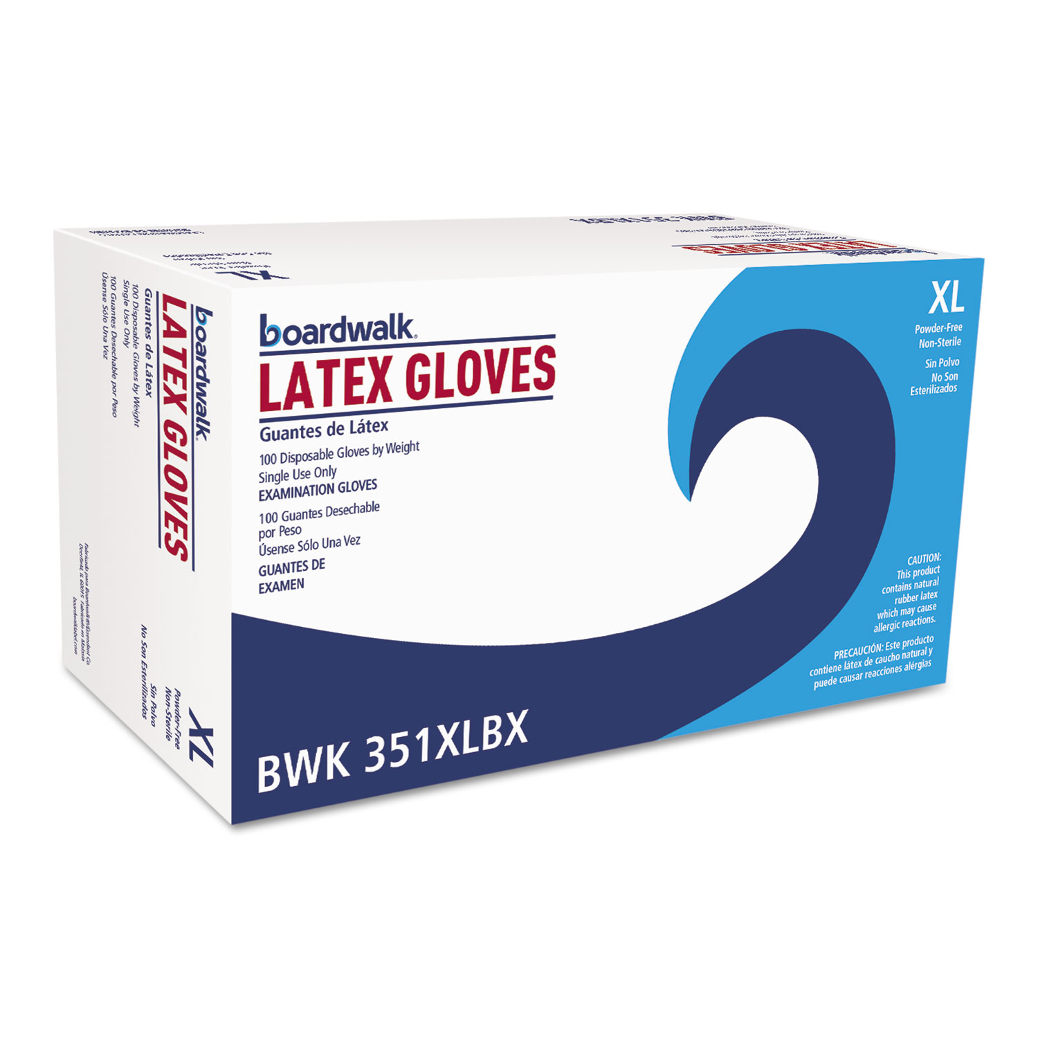  Boardwalk BWK351XLCT Powder-Free Latex Exam Gloves, X-Large, Natural, 4 4/5 mil, 1000/Carton (BWK351XLCT) 